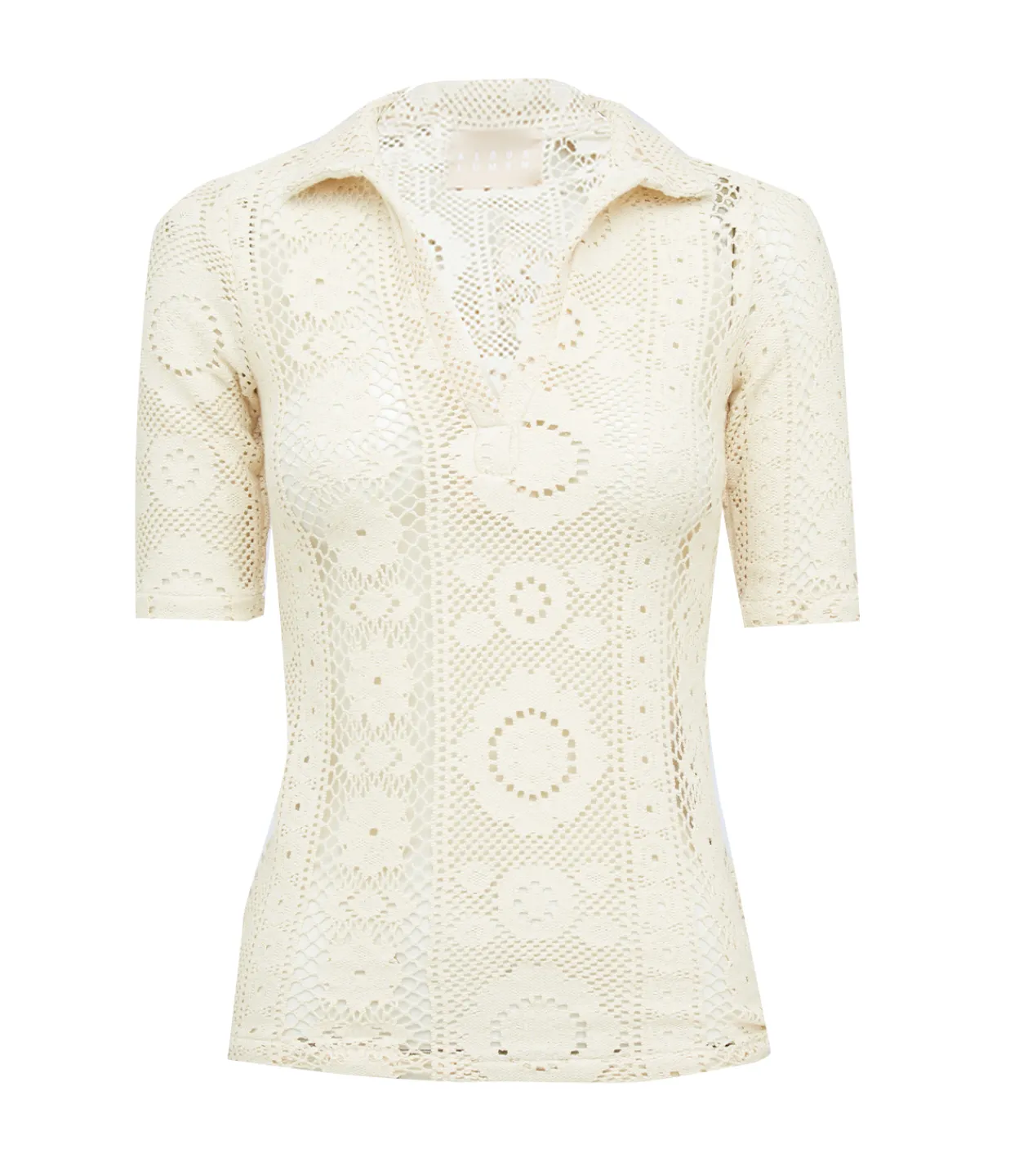 Albus Lumen Crochet Polo Top in Creme Best Sale