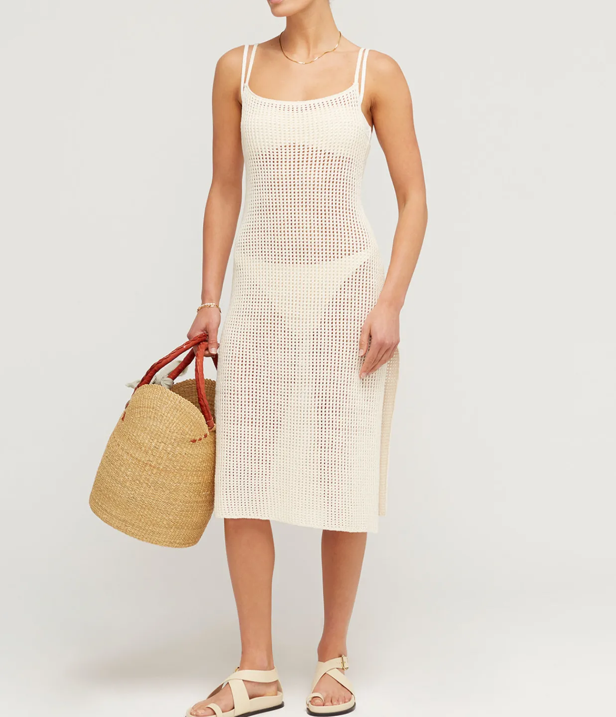 Zulu & Zephyr Crochet Scoop Neck Dress in Milk Hot