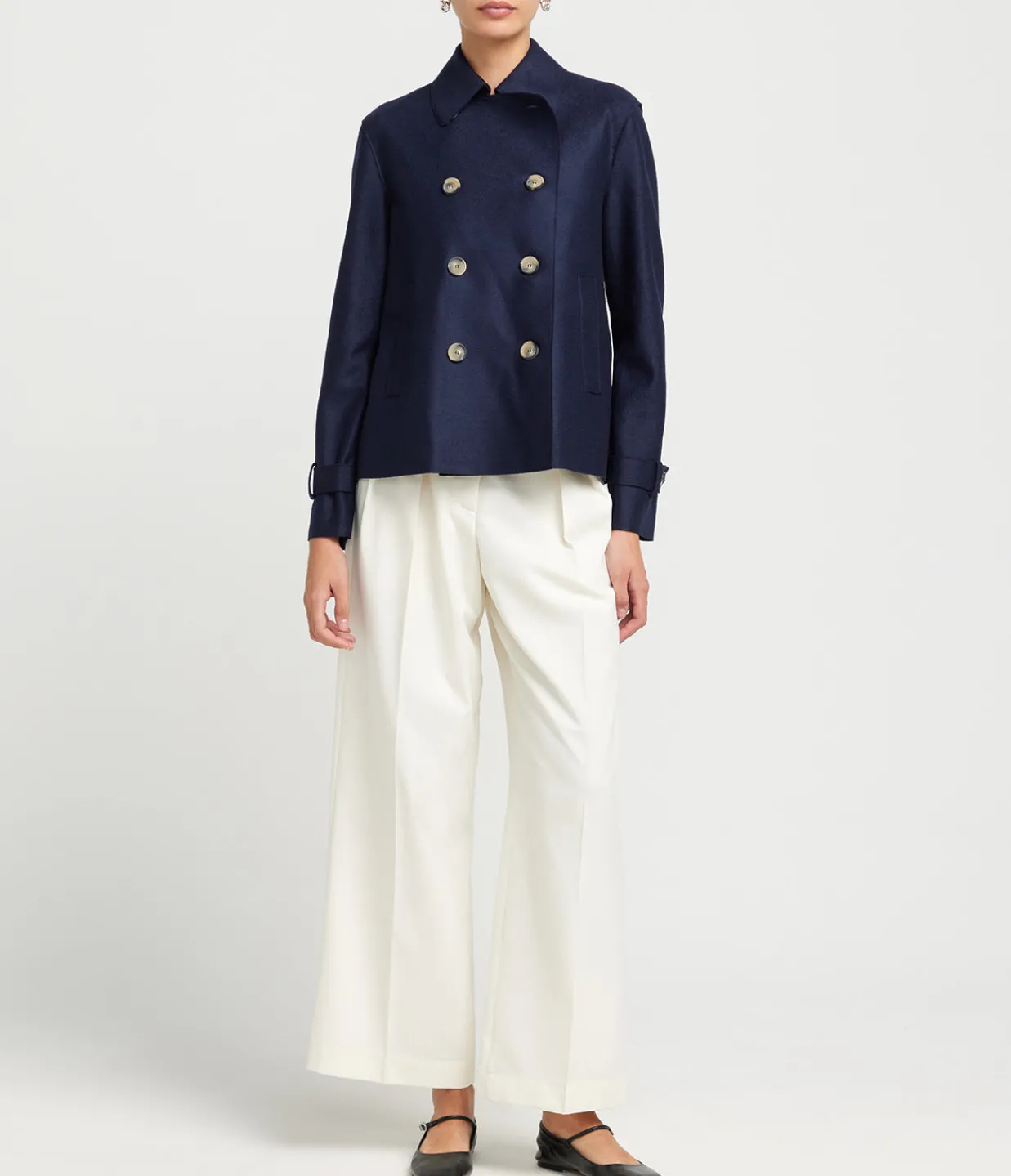 Harris Wharf London Cropped Trench in Navy Blue Sale