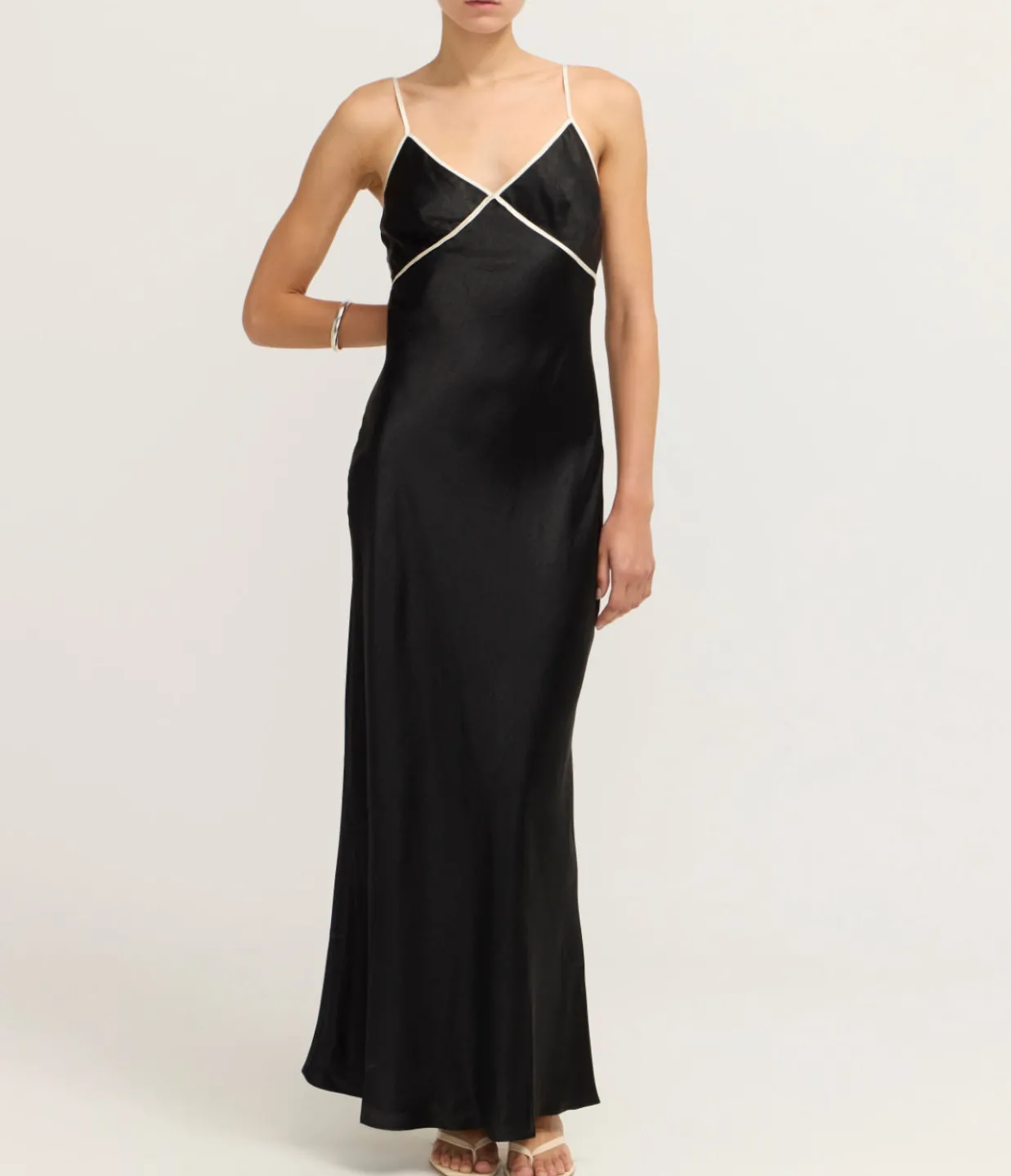 Third Form Crush Contrast Bind Cami Dress in Black and Cream Store