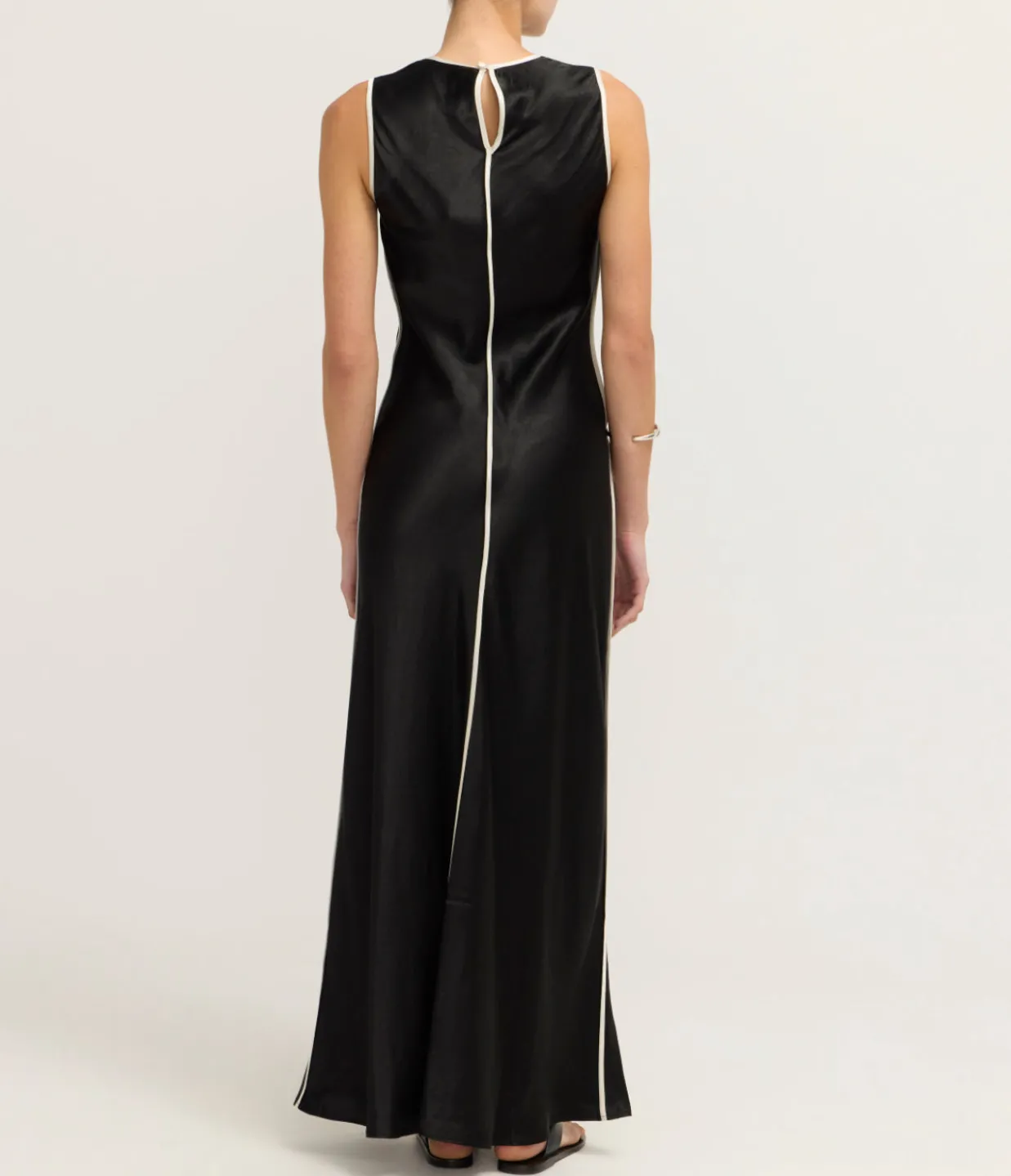 Third Form Crush Contrast Bind Maxi Tank Dress in Black and Cream Store