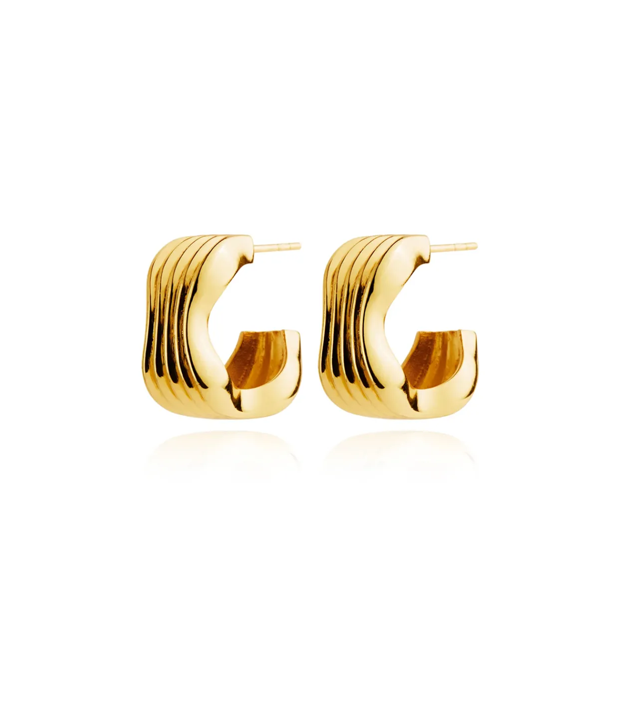 Rylan Curved Ribbed Hoop Earrings in Gold Cheap
