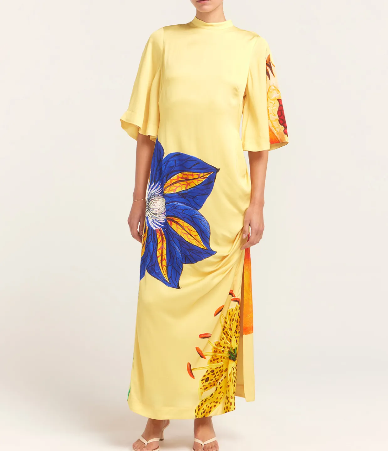 ALEMAIS Dahlia Midi Dress in Lemon Clearance