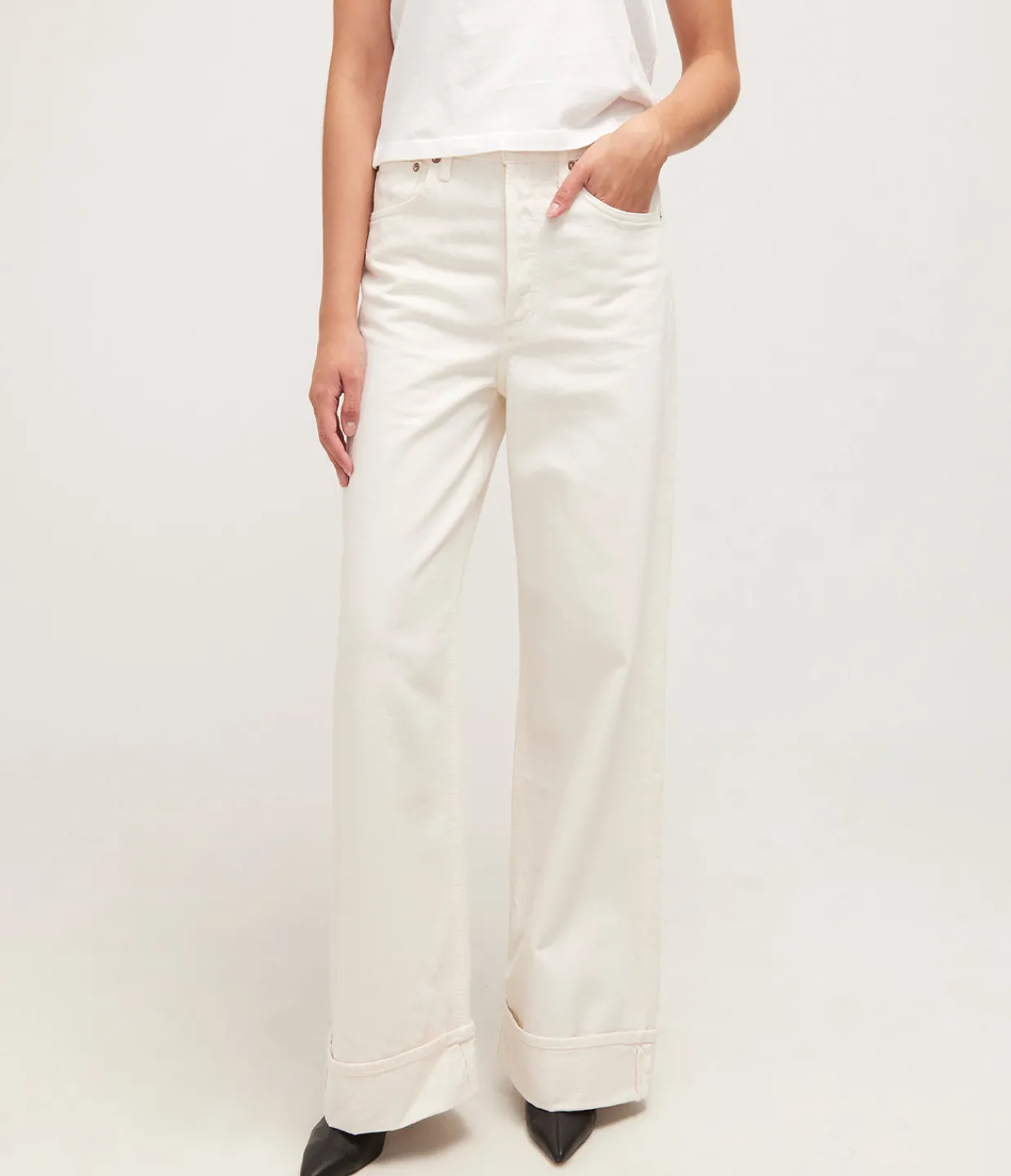 Agolde Dame High Rise Wide Leg Jean in Fortune Cookie Discount
