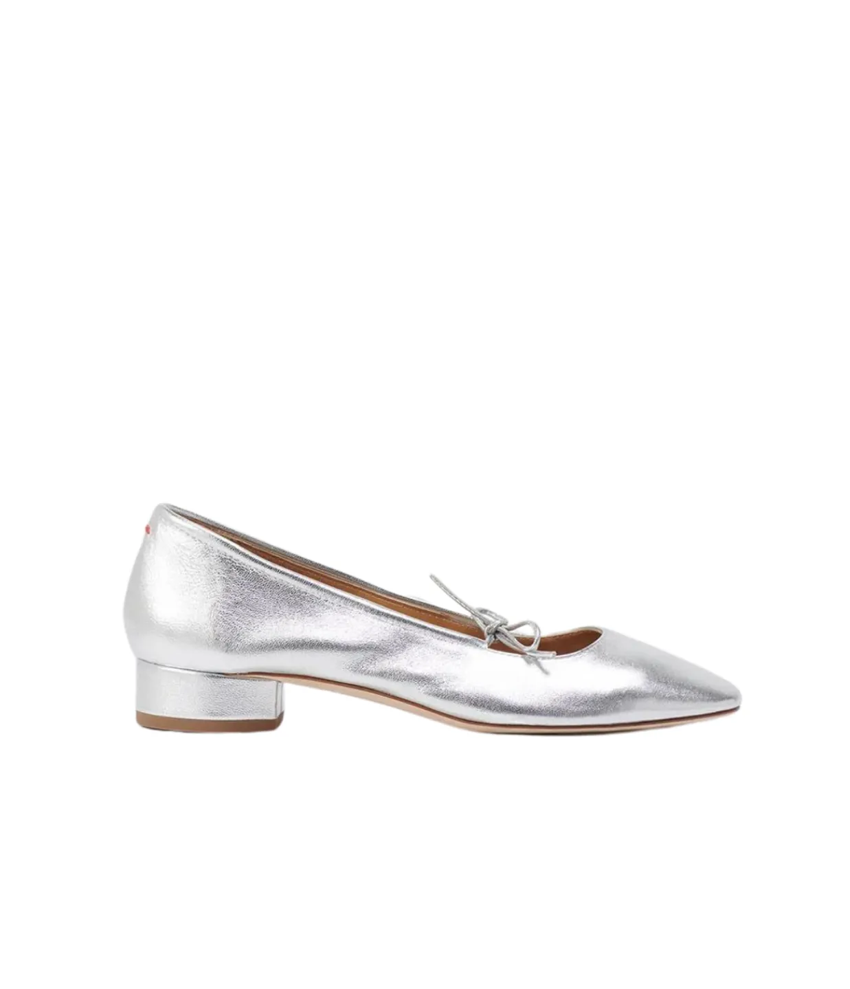 Aeyde Darya Leather Ballet Pump in Silver Cheap