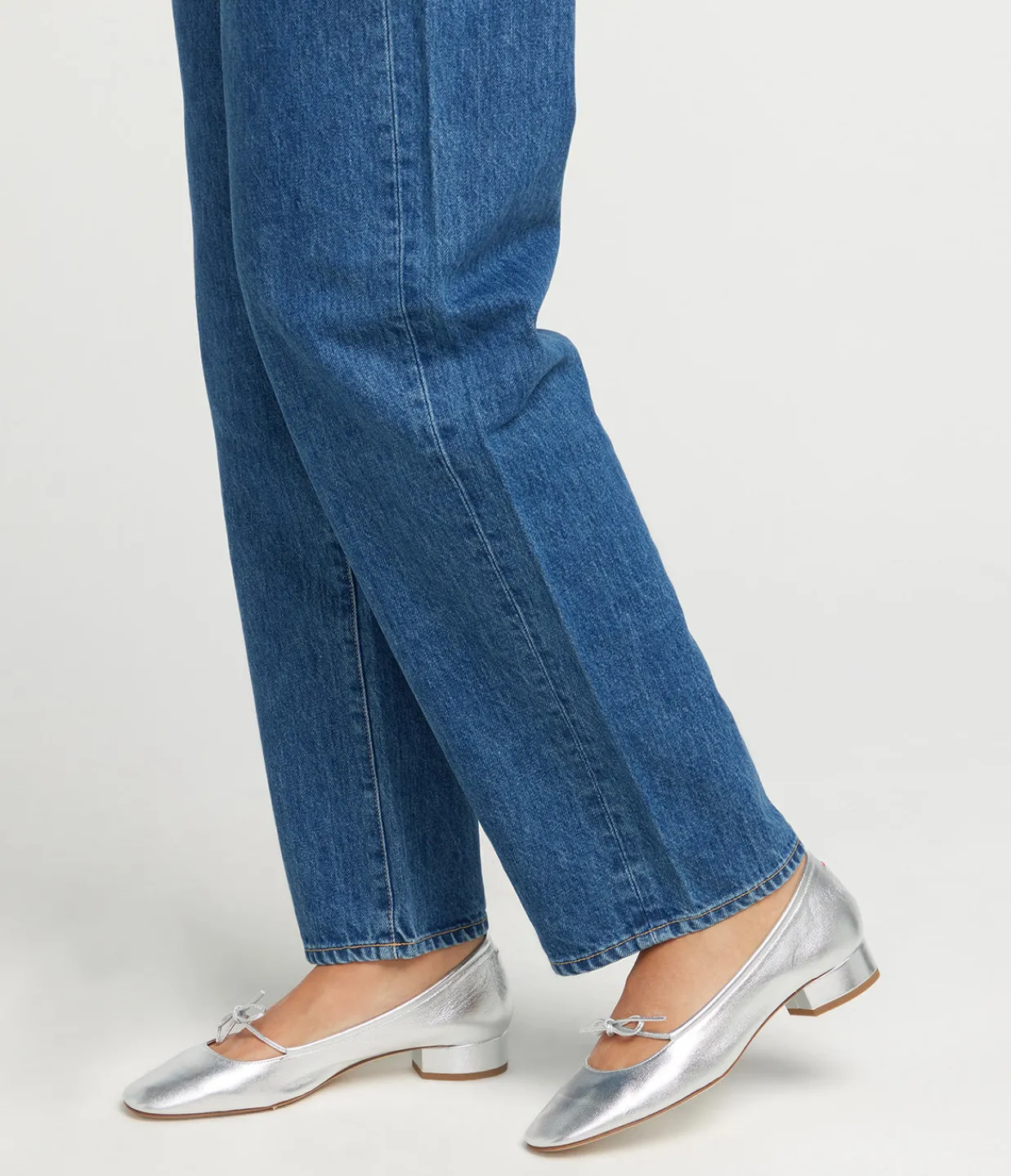 Aeyde Darya Leather Ballet Pump in Silver Cheap