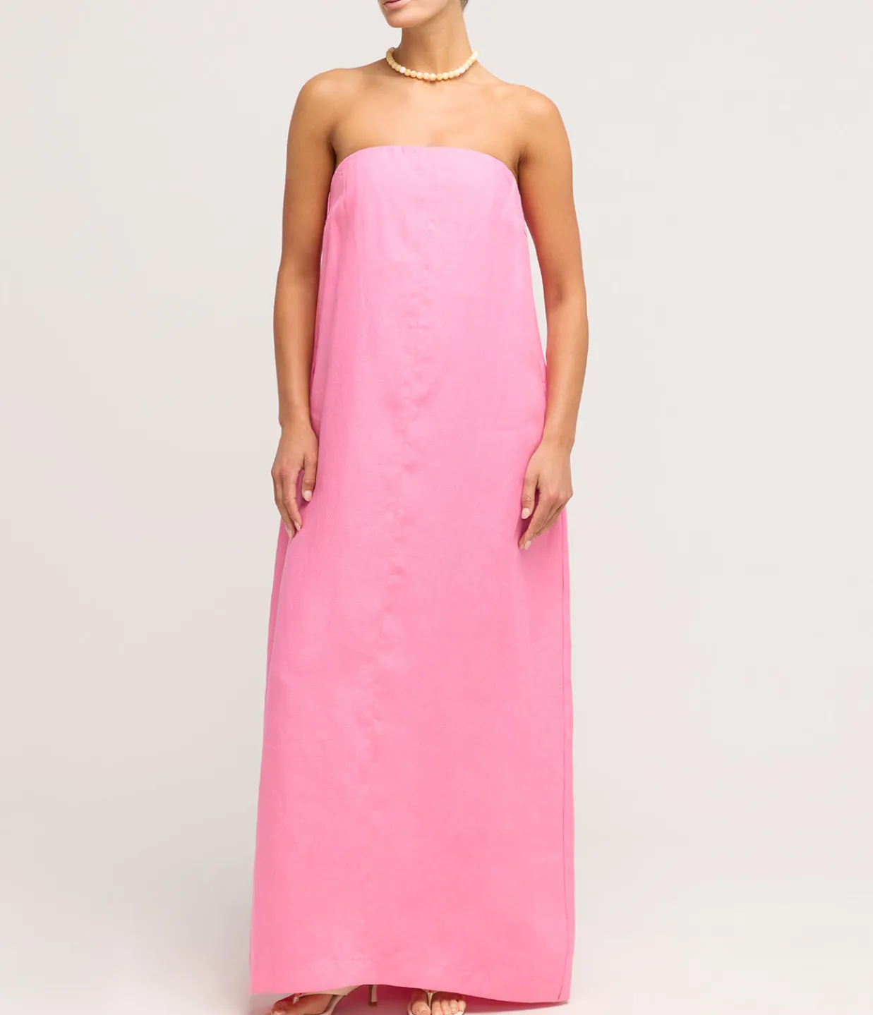 Bondi Born Delphi Organic Linen Strapless Dress in Rose Outlet