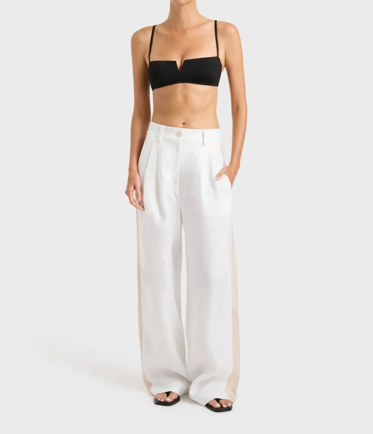 Bondi Born Delphi Two Tone Pant in White and Sand Best Sale