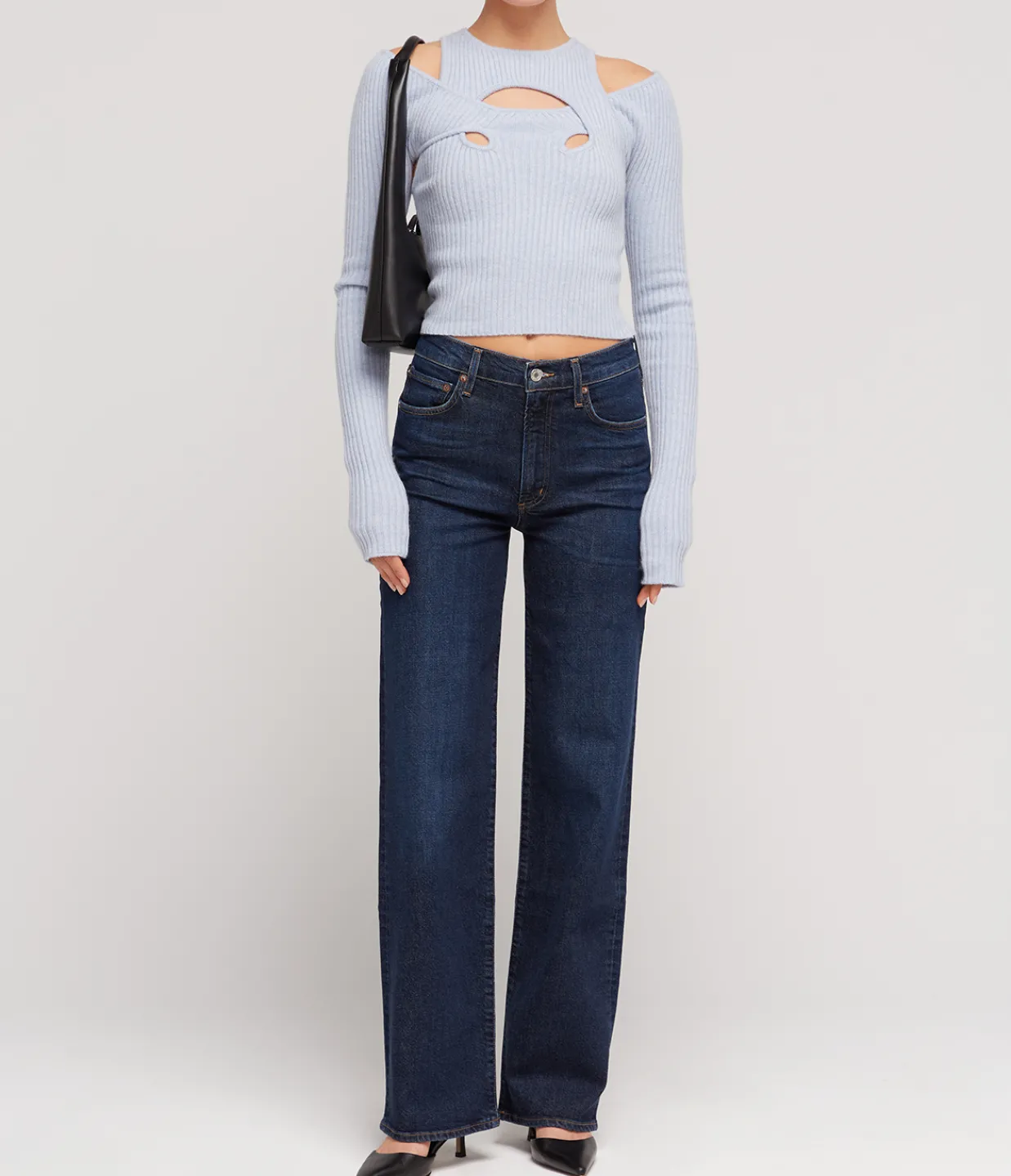 Wynn Hamlyn Derry Long Sleeve Top in Powder Blue Cheap