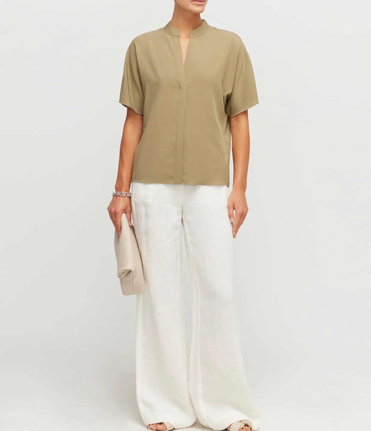 Vince Dolman Band Collar Shirt in Artichoke Store