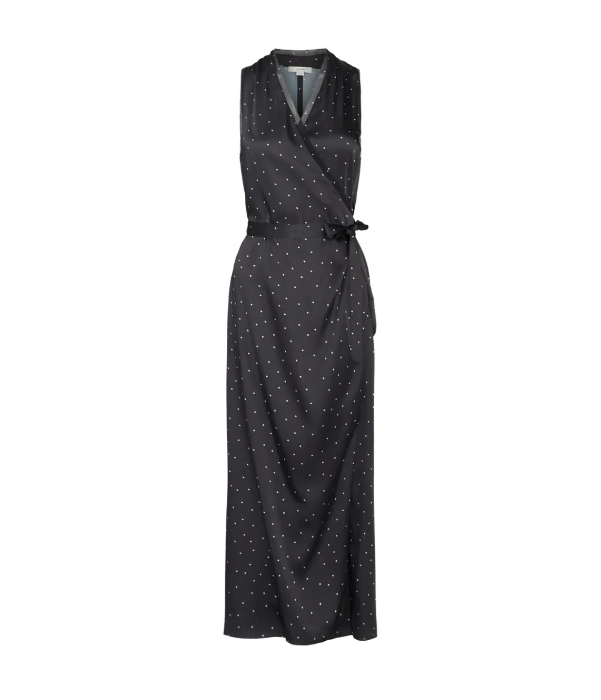 Vince Dot Wrap Dress with Panelled Chiffon in Black Outlet