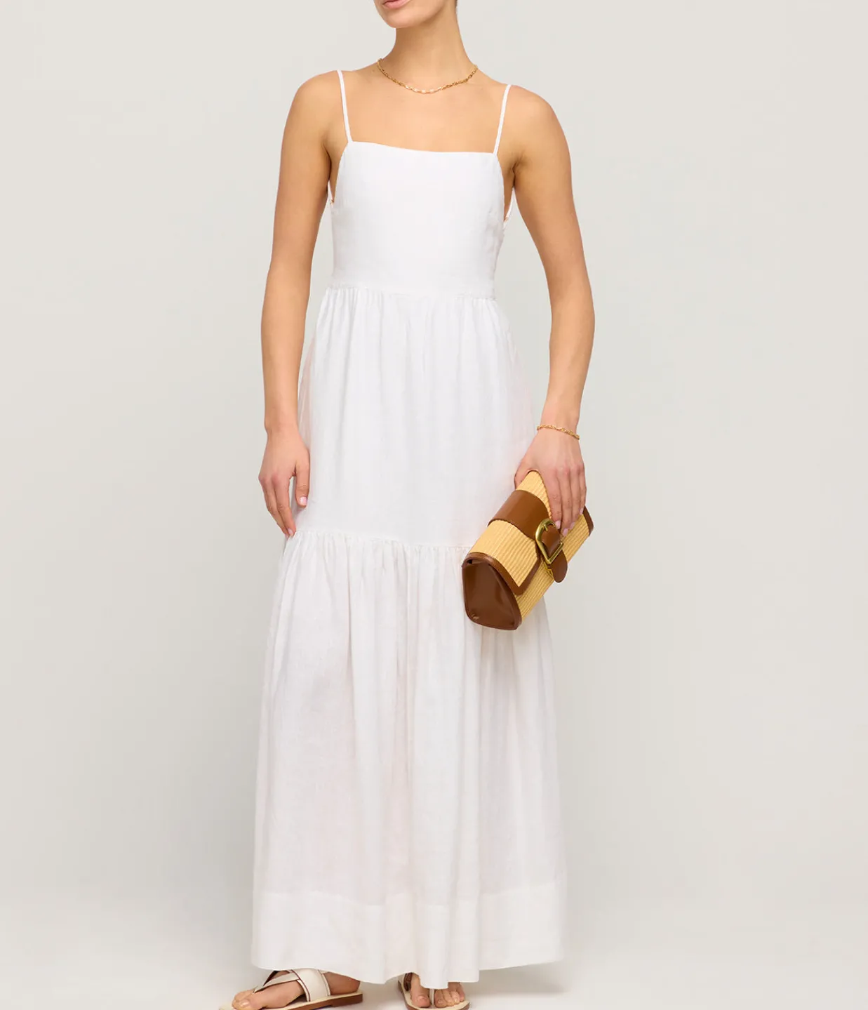 Posse Ellie Linen Maxi Dress in Ivory Flash Sale