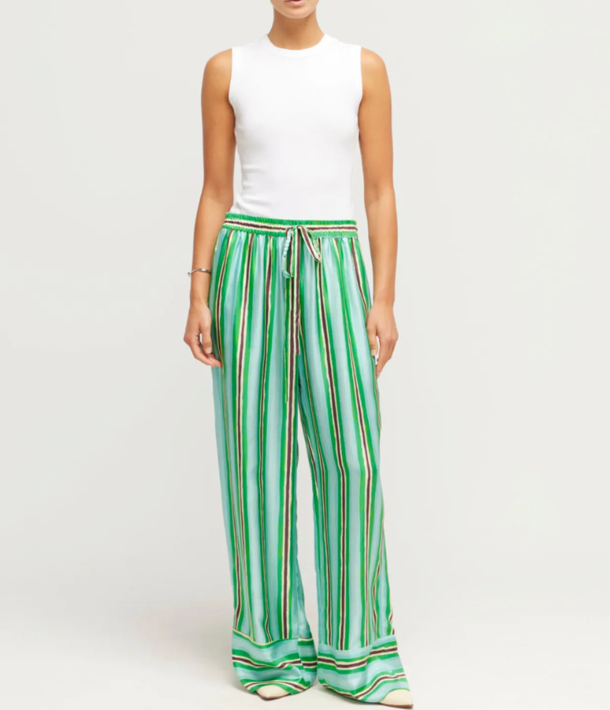 Lee Mathews Ellie Tie Waist Pant in Aqua Online