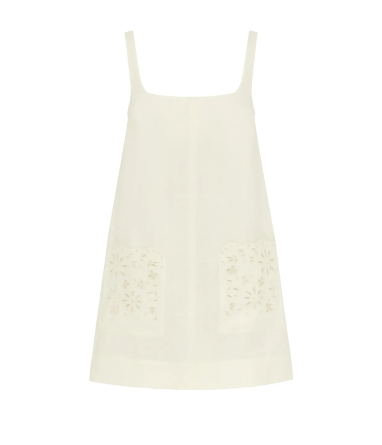 Peony Embroidered Shift Mini Dress in Crème Clearance