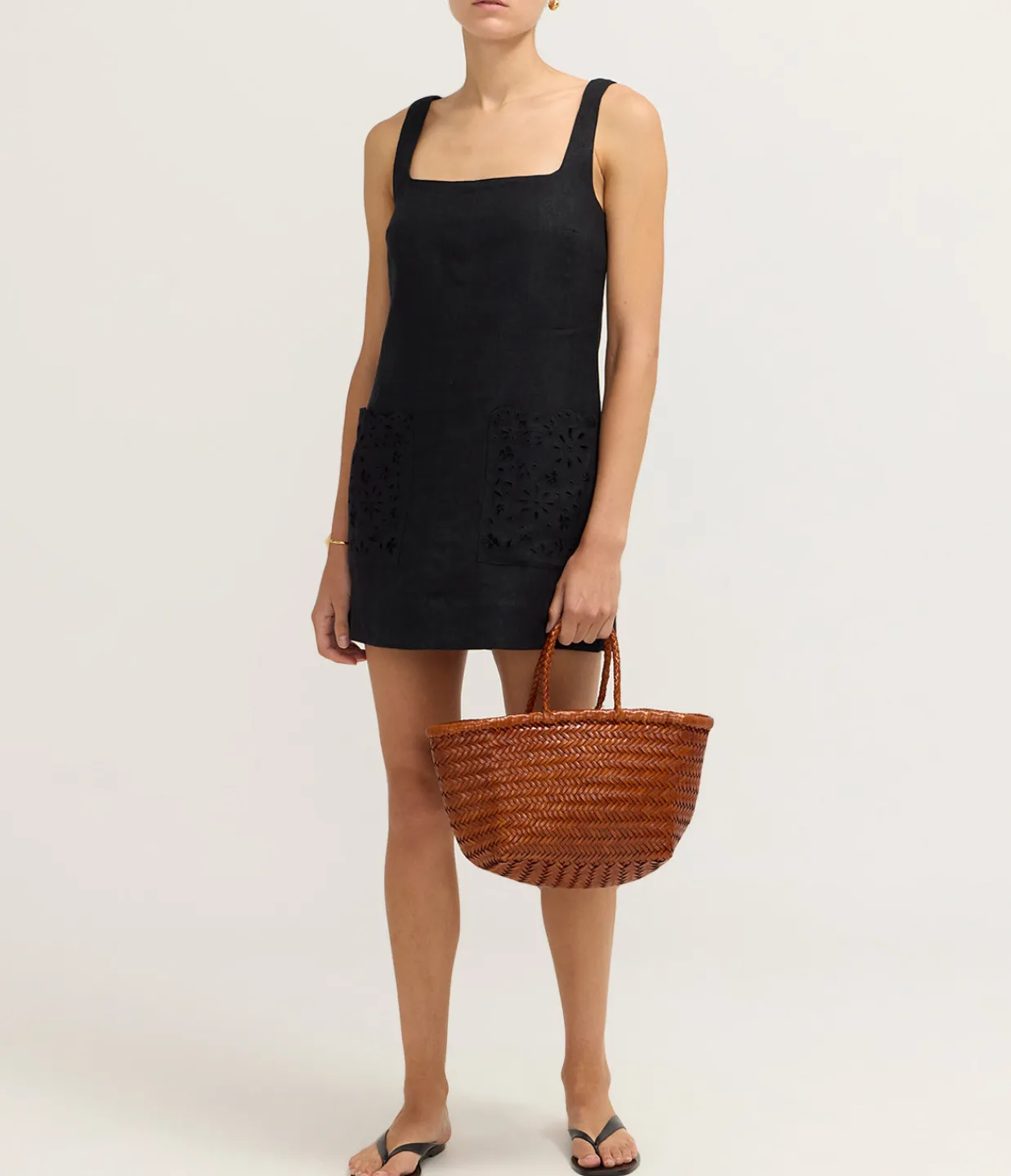 Peony Embroidered Shift Mini Dress in Ebony Best