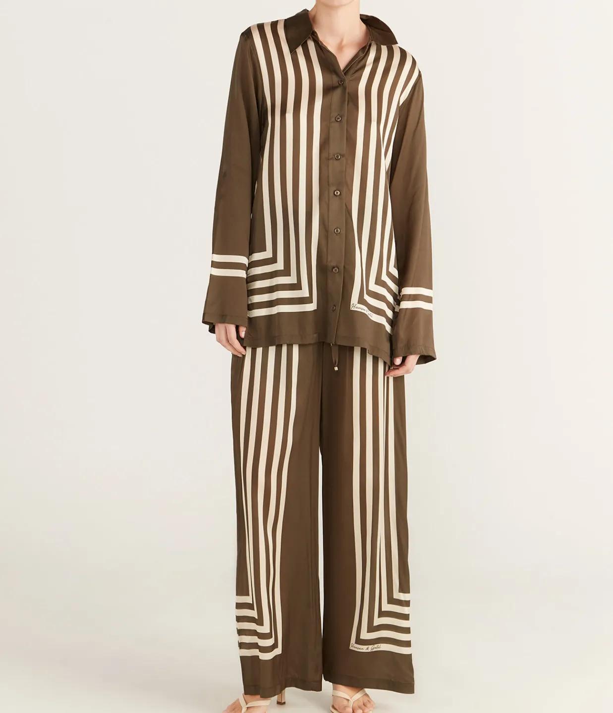 Hansen & Gretel Empress Pant in Moss Stripe New