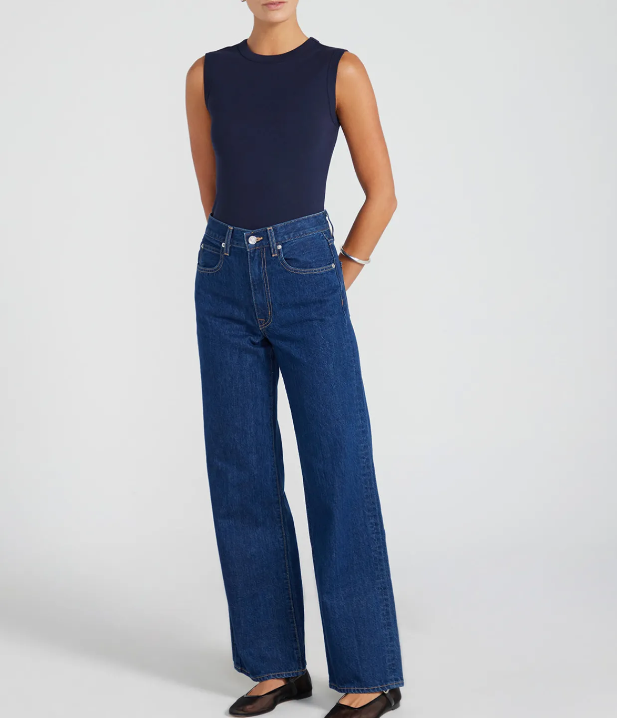 Flore Flore Esme High Neck Tank in Navy Store