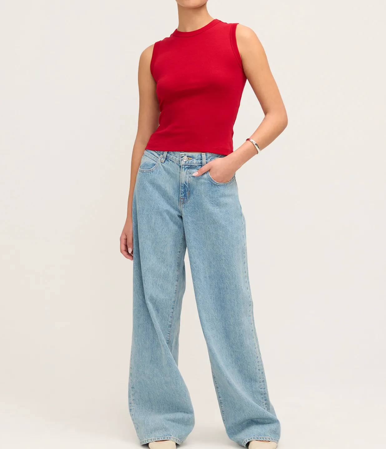 Flore Flore Esme High Neck Tank in Red Flash Sale