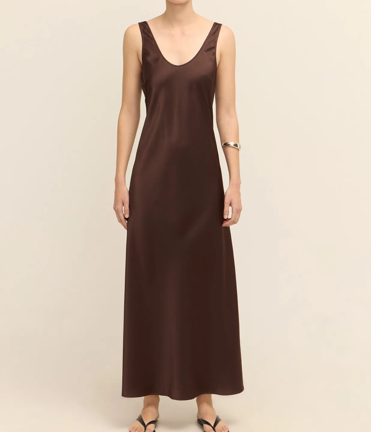 A.Emery Esther Satin Dress in Chocolate Store