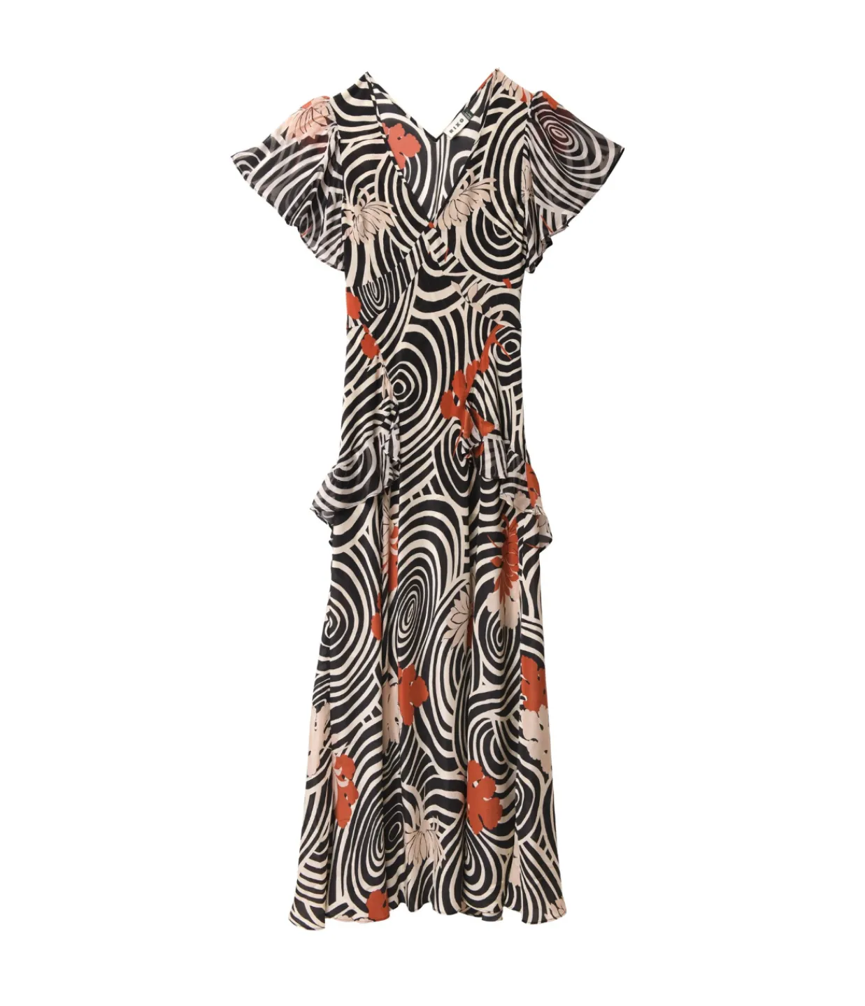 Rixo Evie Midi Dress in Black Swirl Daisy Best Sale