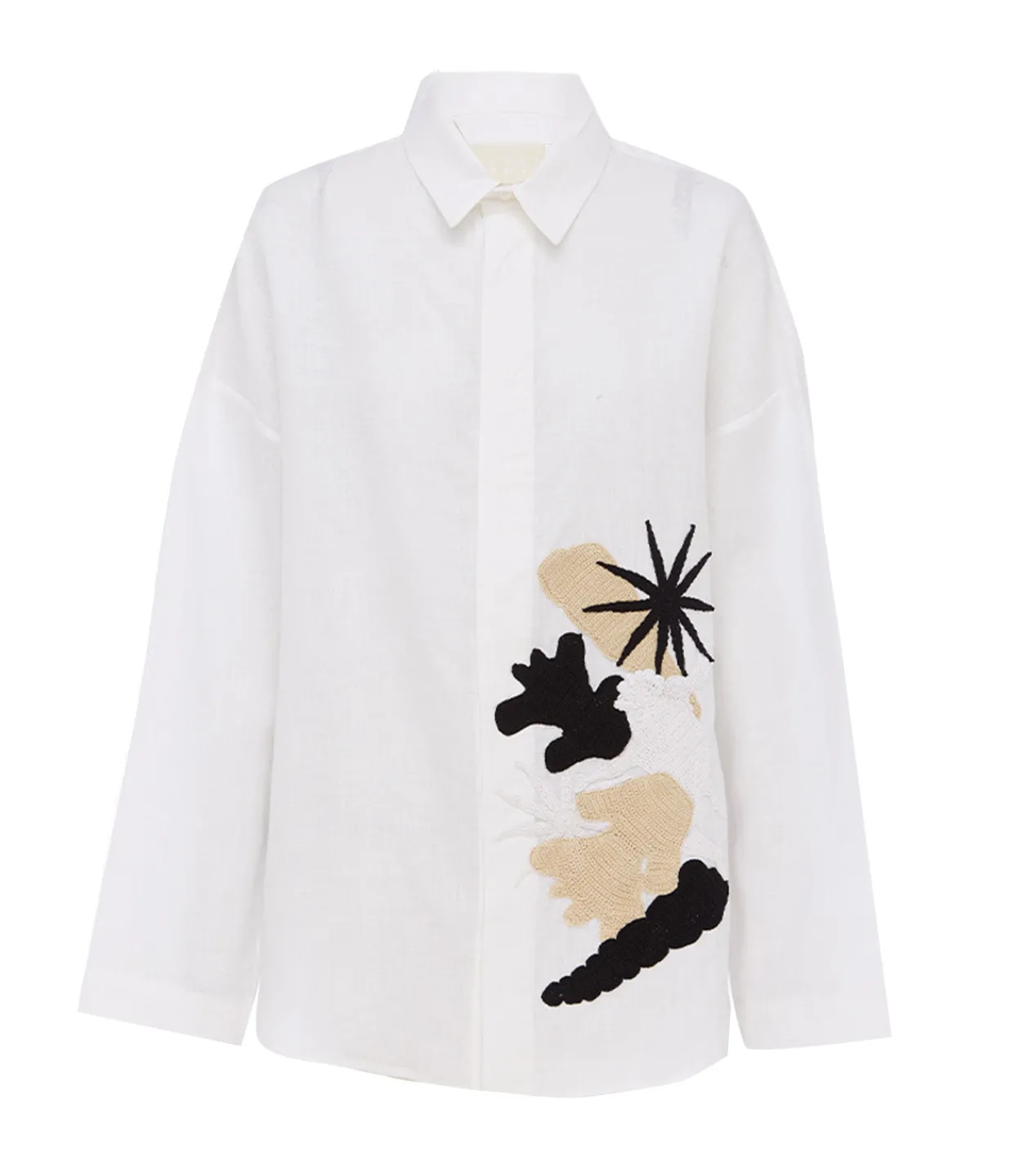 Albus Lumen Fisherman Shirt with Crochet Detail in White Cheap