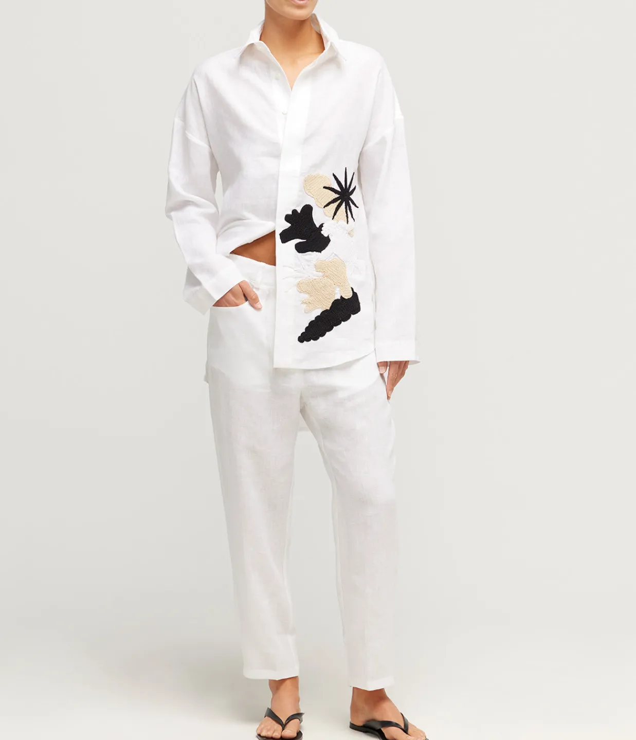 Albus Lumen Fisherman Shirt with Crochet Detail in White Cheap