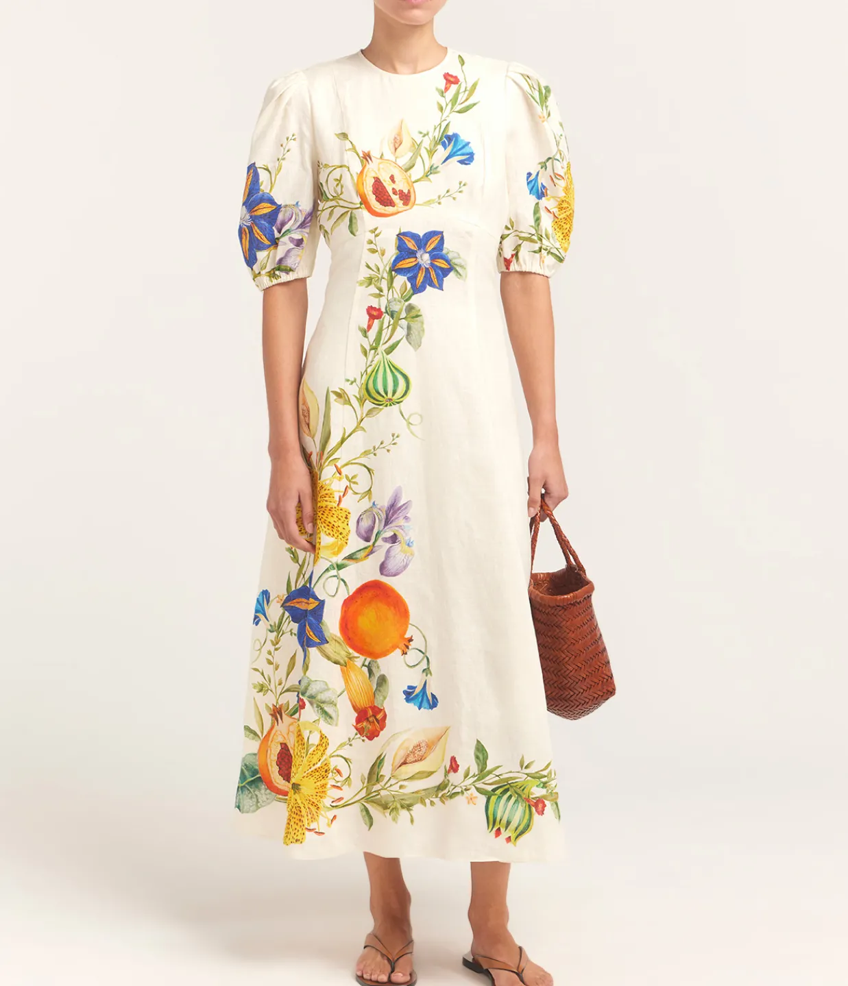ALEMAIS Flores Midi Dress Hot