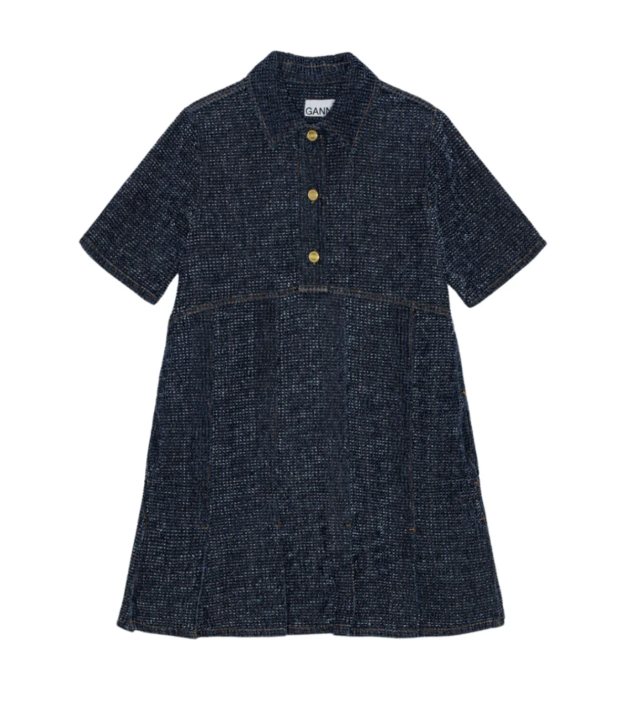 Ganni Fluffy Denim Mini Dress in Rinse Cheap