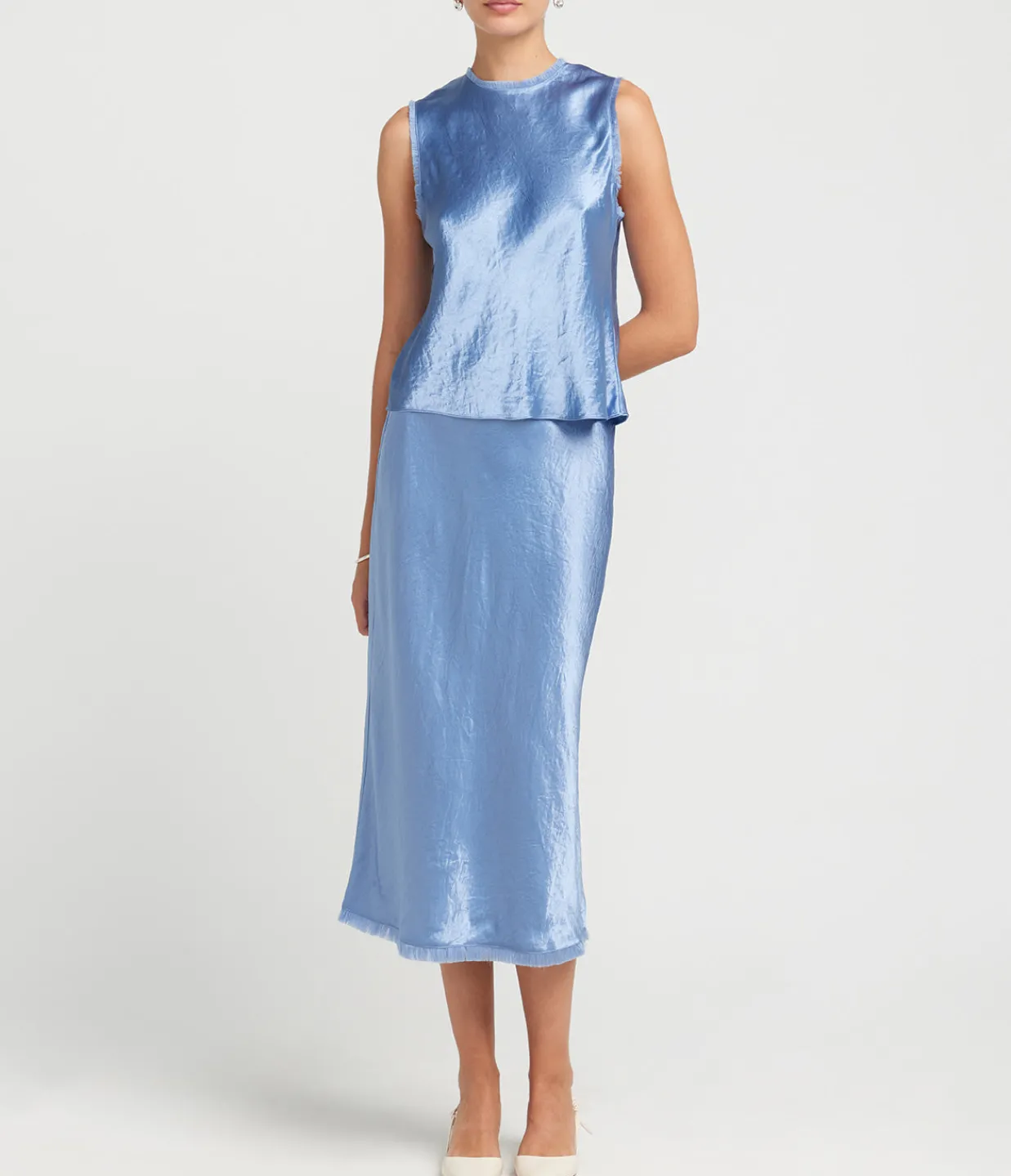 Vince Fray Edge Bias Skirt in Azure Gem Clearance