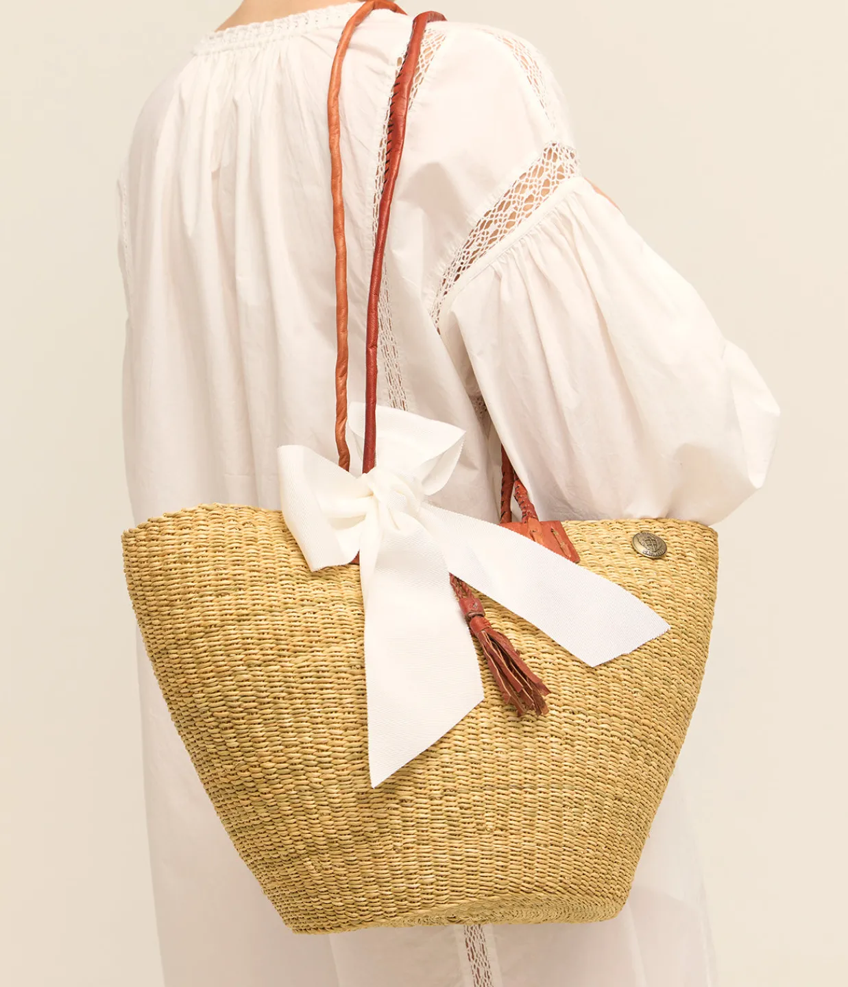 Casa Catinella Ghana Basket Bag in Tan Cheap