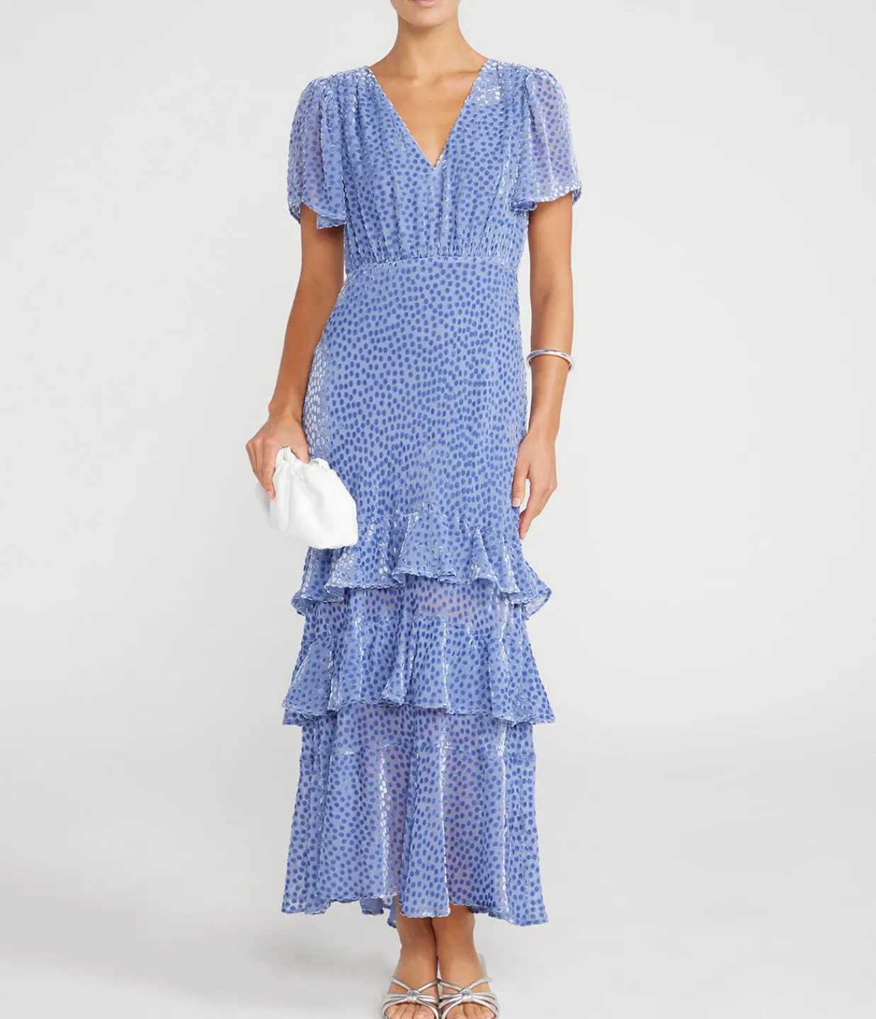 Rixo Gilly Tiered Dress in Slate Blue Sale