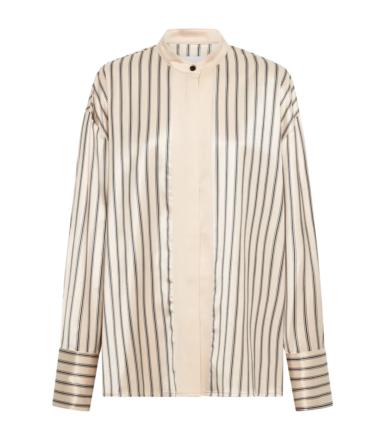 Solaqua Gio Thin Triple Stripe Silk Shirt in Black and Ecru Cheap