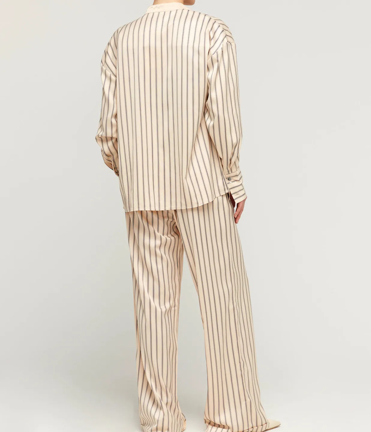 Solaqua Gio Thin Triple Stripe Silk Shirt in Black and Ecru Cheap