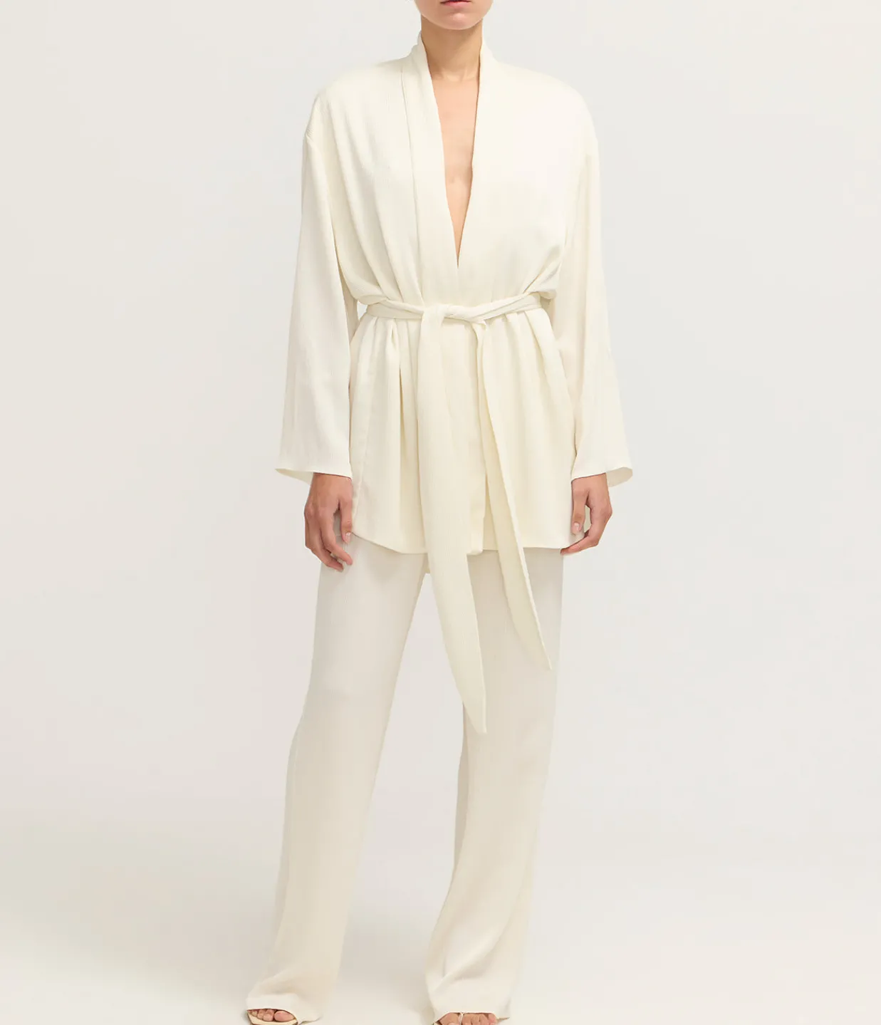 Solaqua Giulia Pleated Pants in Ivory Best Sale
