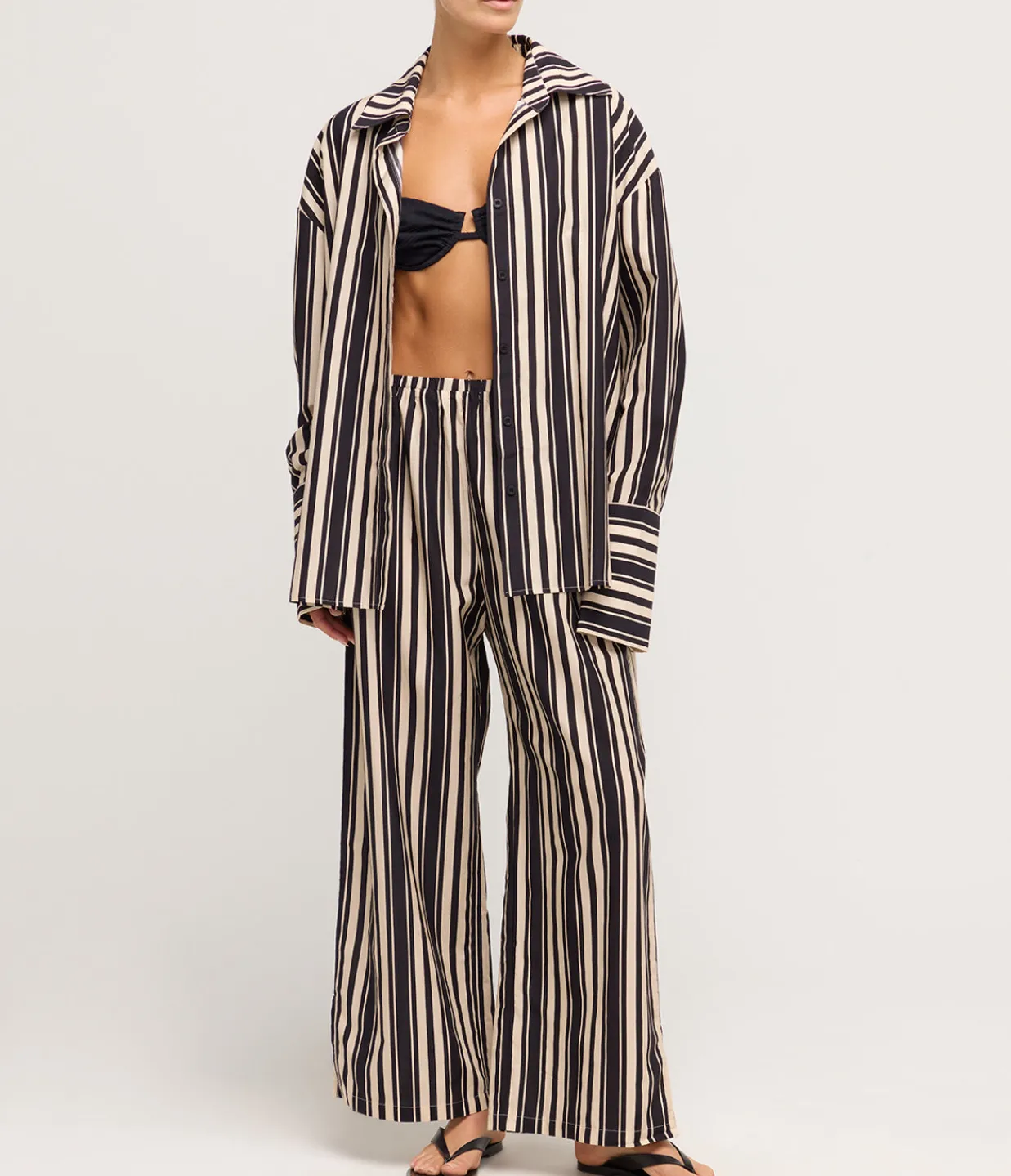 Solaqua Giulia Silk Blend Pant in Cinque Stripe Hot