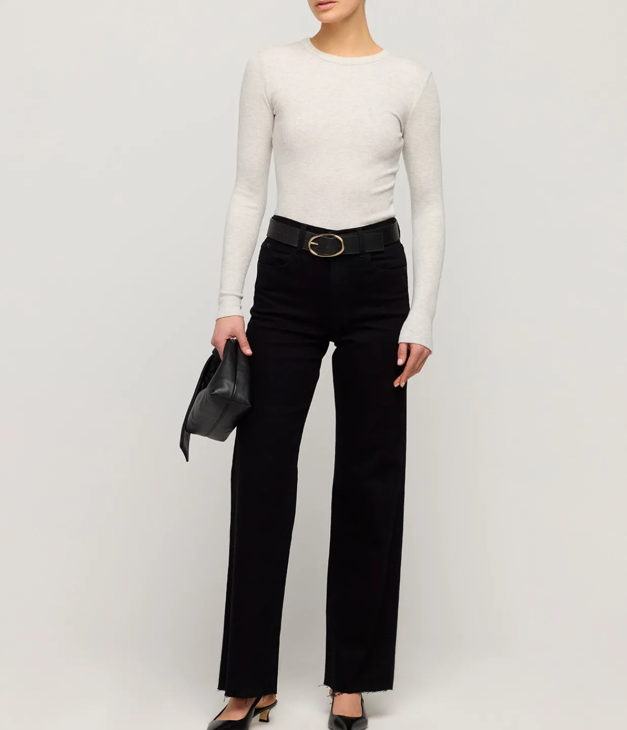 SLVRLAKE Grace High Rise Wide Leg in Jet Black Hot