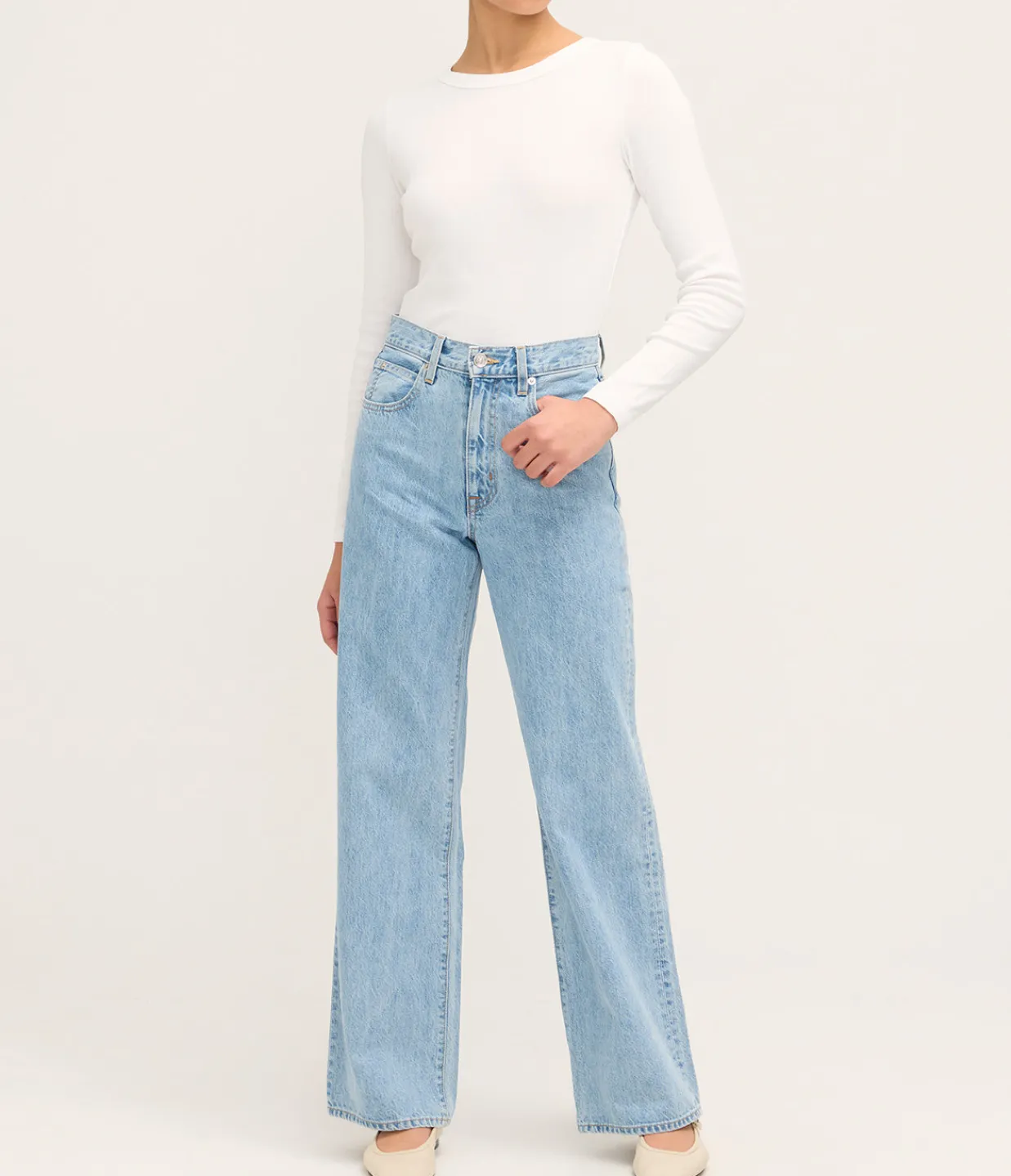 SLVRLAKE Grace High Rise Wide Leg Jean in Powder Blue Cheap