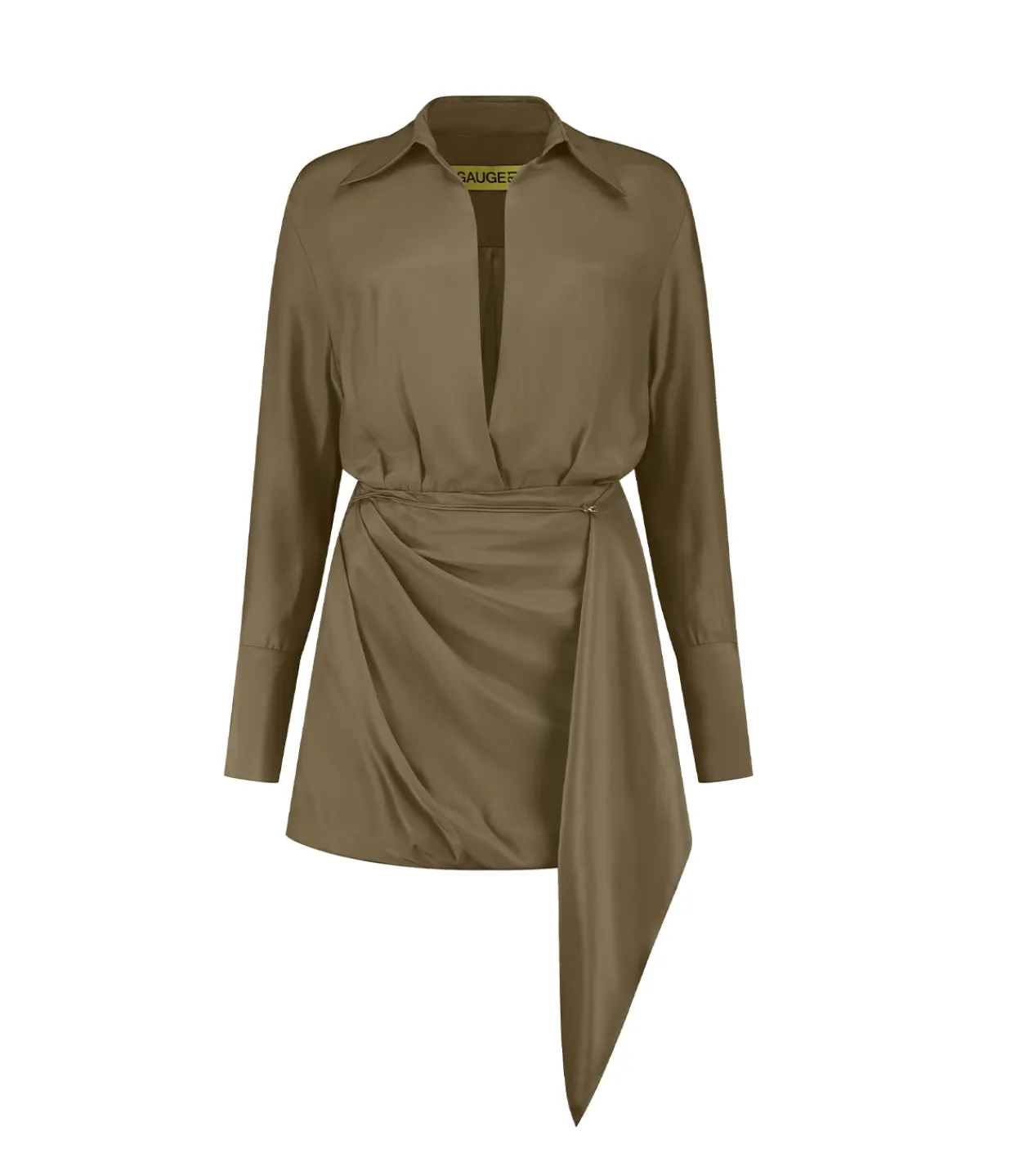 Gauge81 Gravia Silk Long Sleeve Dress in Cumin Outlet