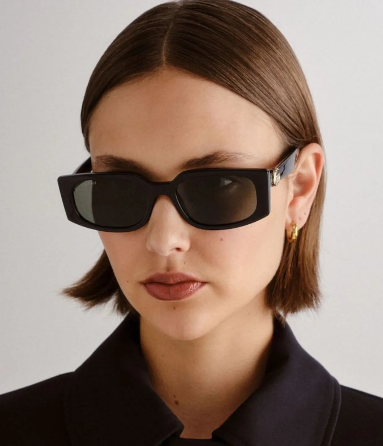Gucci Rectangular Black Monogram Sunglasses Hot