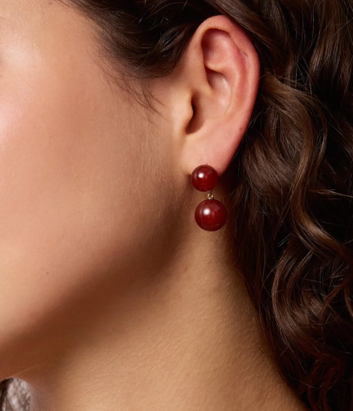 Lie Studio Hannah Earring in Red Carnelian Hot