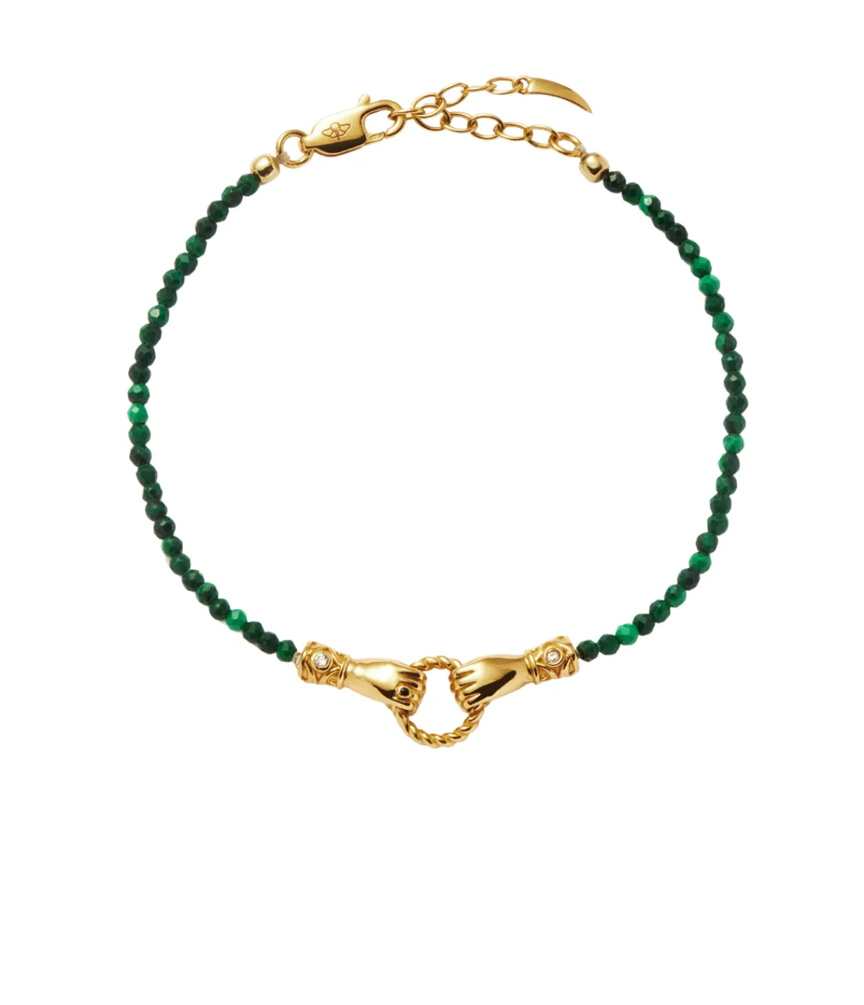 Missoma Harris Reed In Good Hands Mini Beaded Gemstone Bracelet in Gold and Green Hot