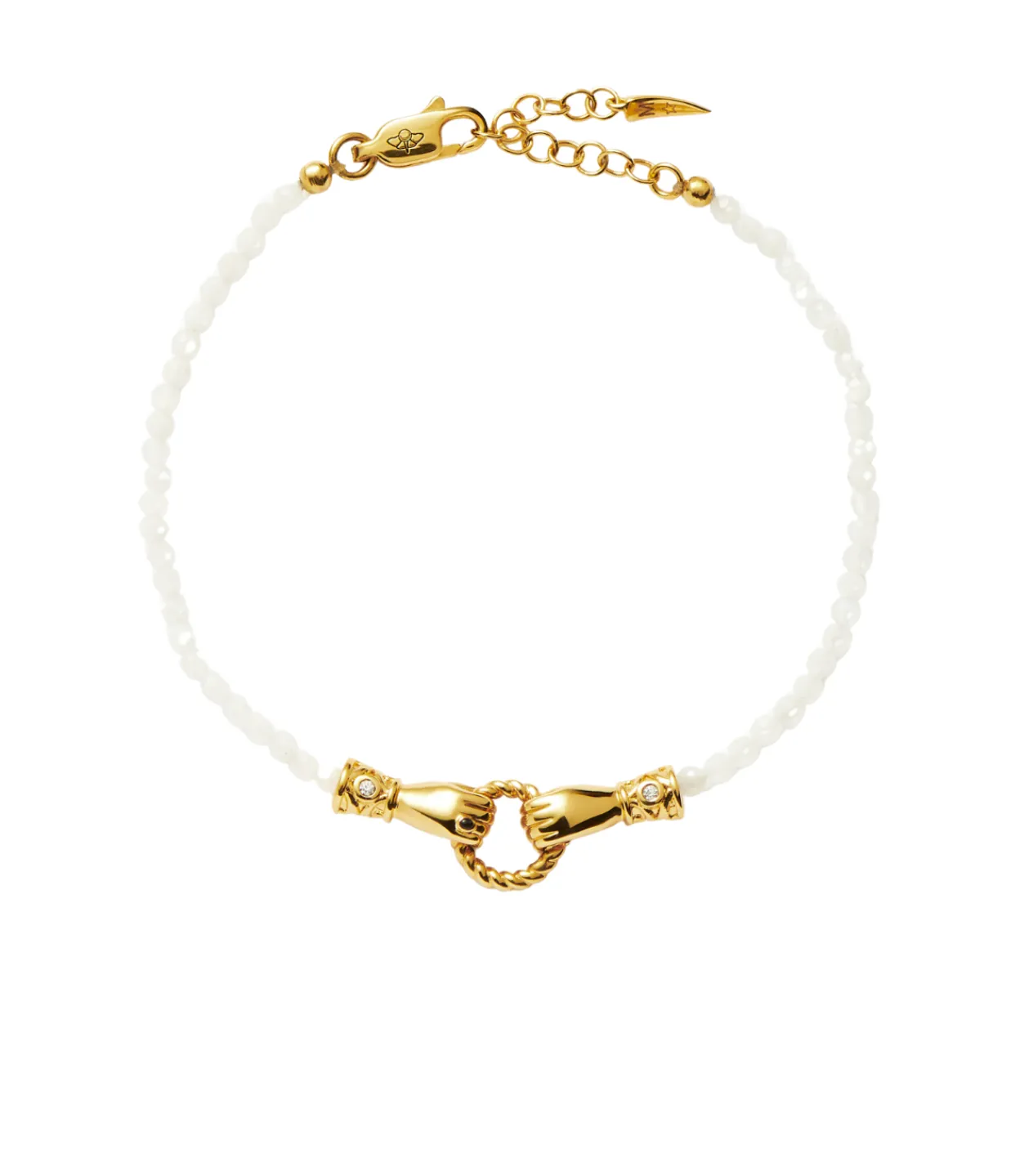 Missoma Harris Reed In Good Hands Mini Beaded Gemstone Bracelet in Pearl and Gold Best Sale