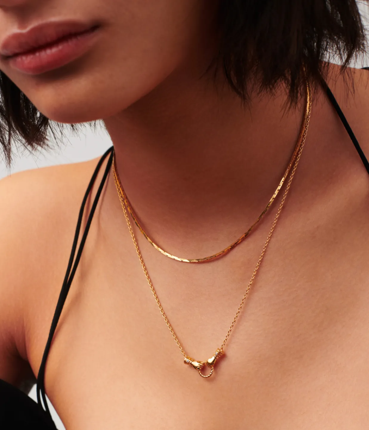 Missoma Harris Reed In Good Hands Mini Pendant Slider Necklace in Gold New