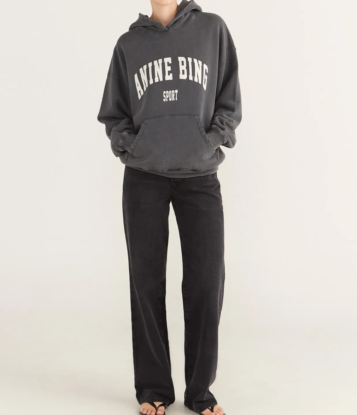 Anine Bing Harvey Sweatshirt in Washed Black Store