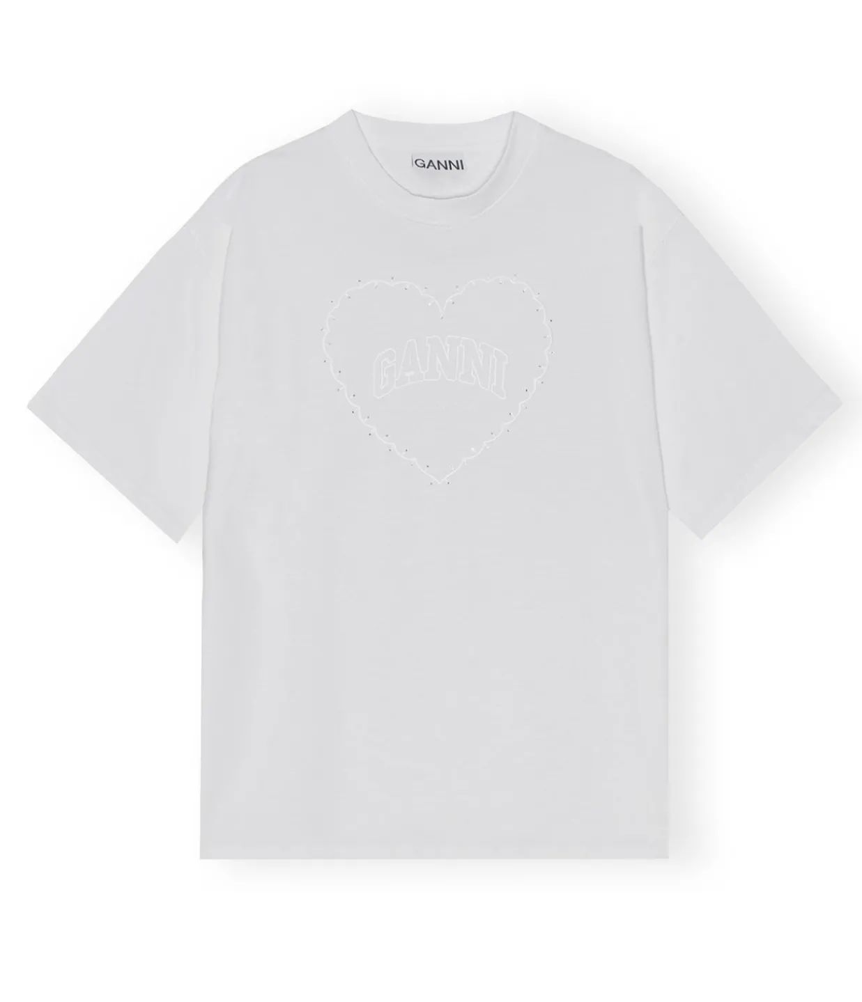 Ganni Heavy Cotton Heart T-shirt in Bright White Cheap