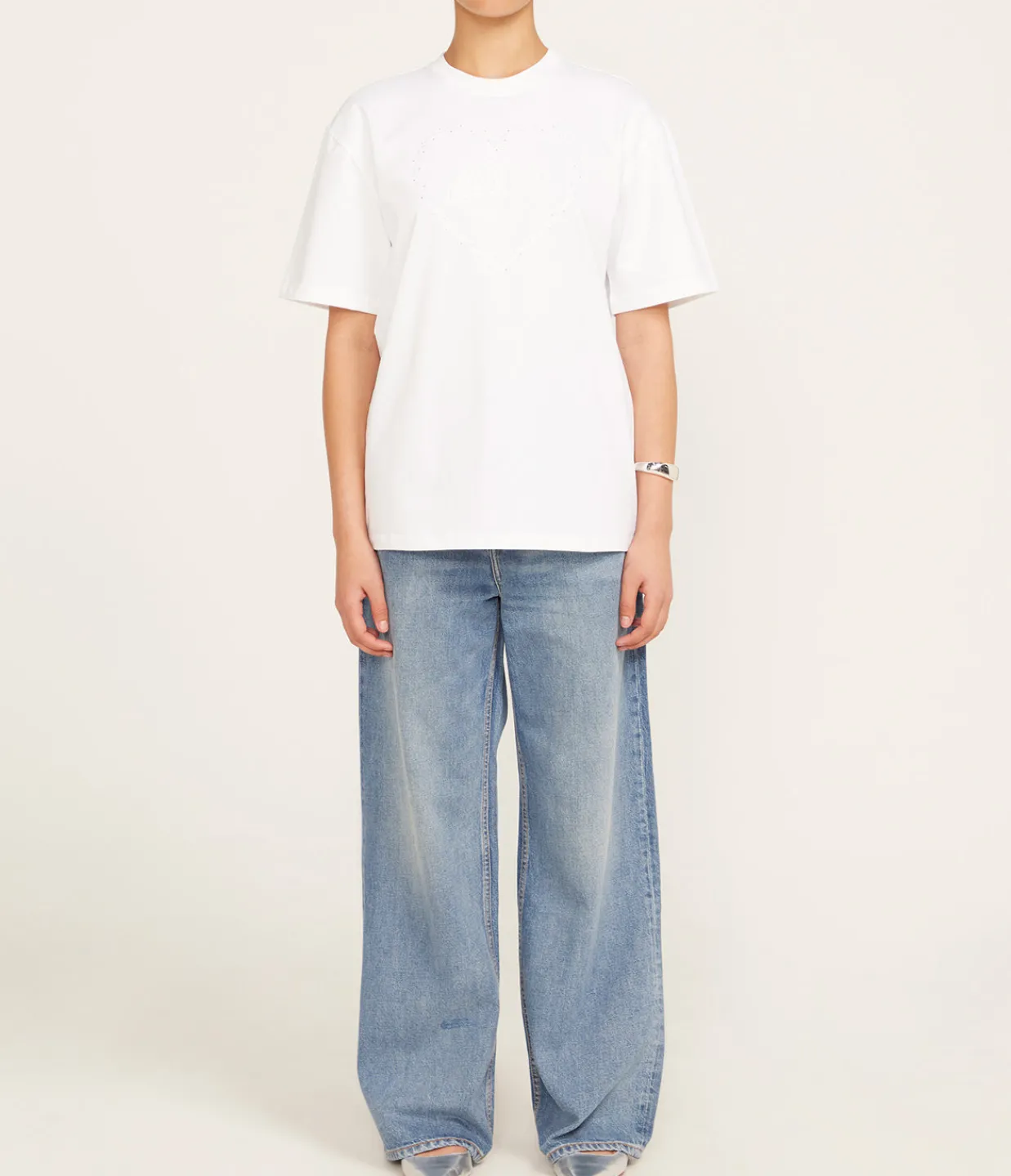 Ganni Heavy Cotton Heart T-shirt in Bright White Cheap