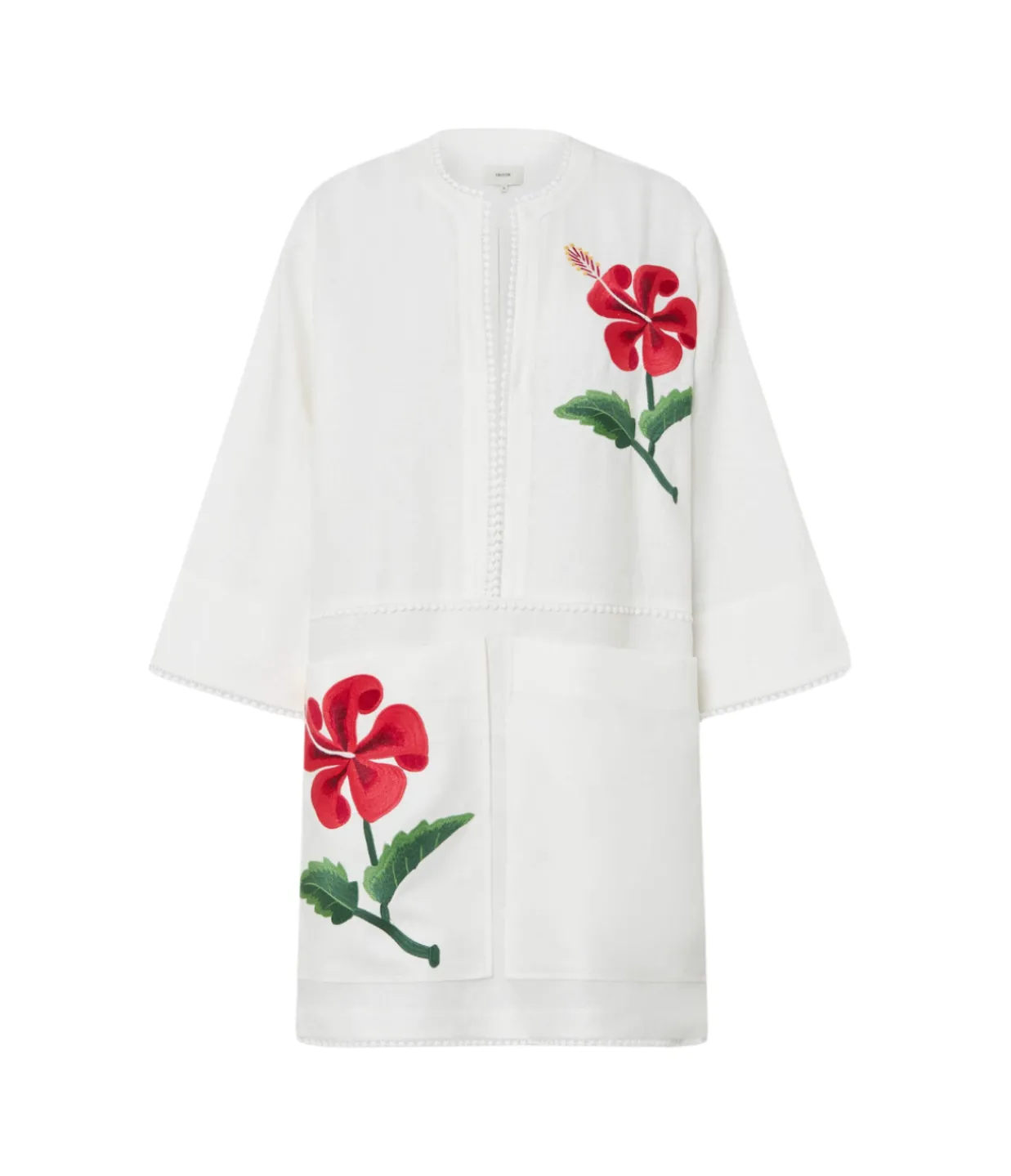 Oroton Hibiscus Embroidered Tunic Dress in Antique White Fashion