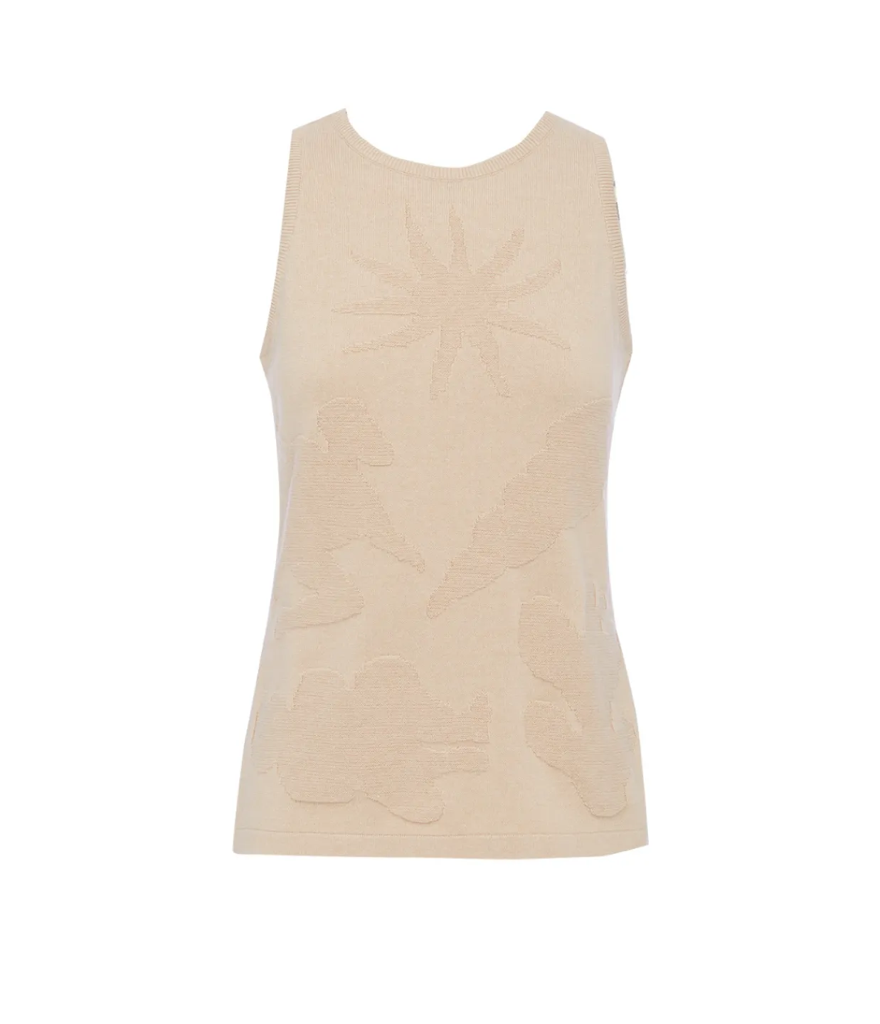 Albus Lumen High Neck Knit Singlet in Sand Best Sale