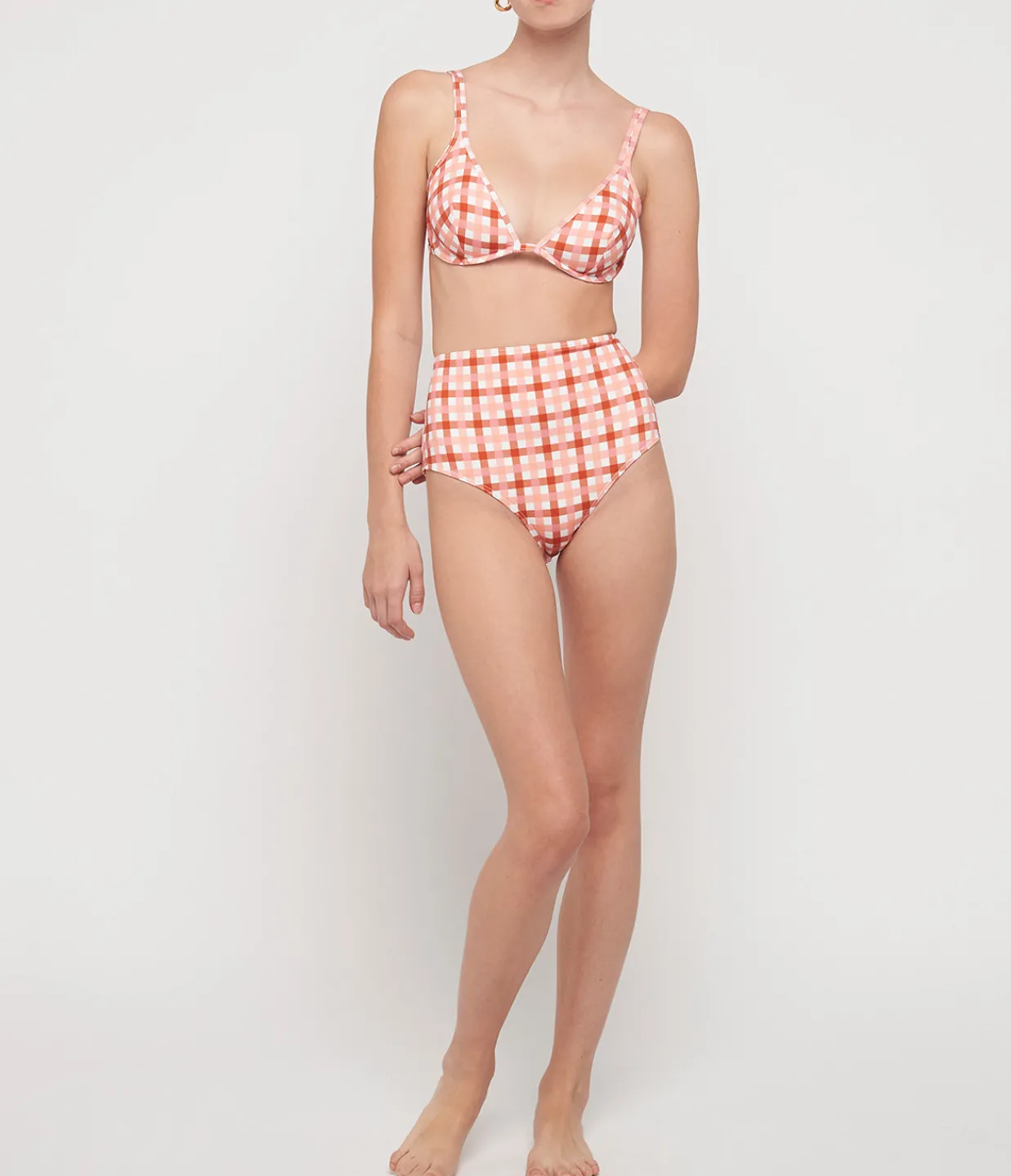 Ephemera High Waisted Pant in Grapefruit Gingham Sale
