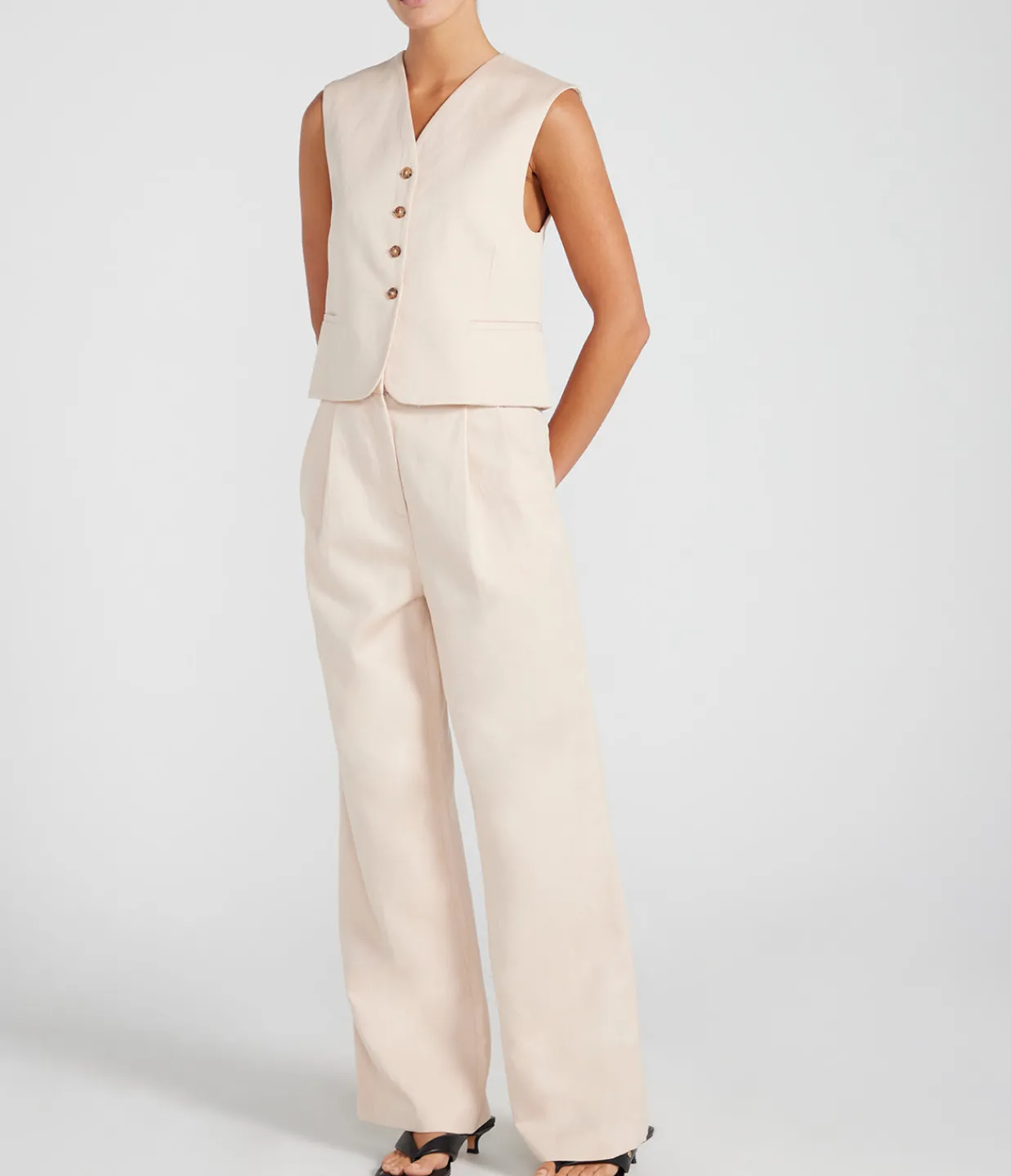 Loulou Studio Idai Tailored Pants in Cream Rose Outlet